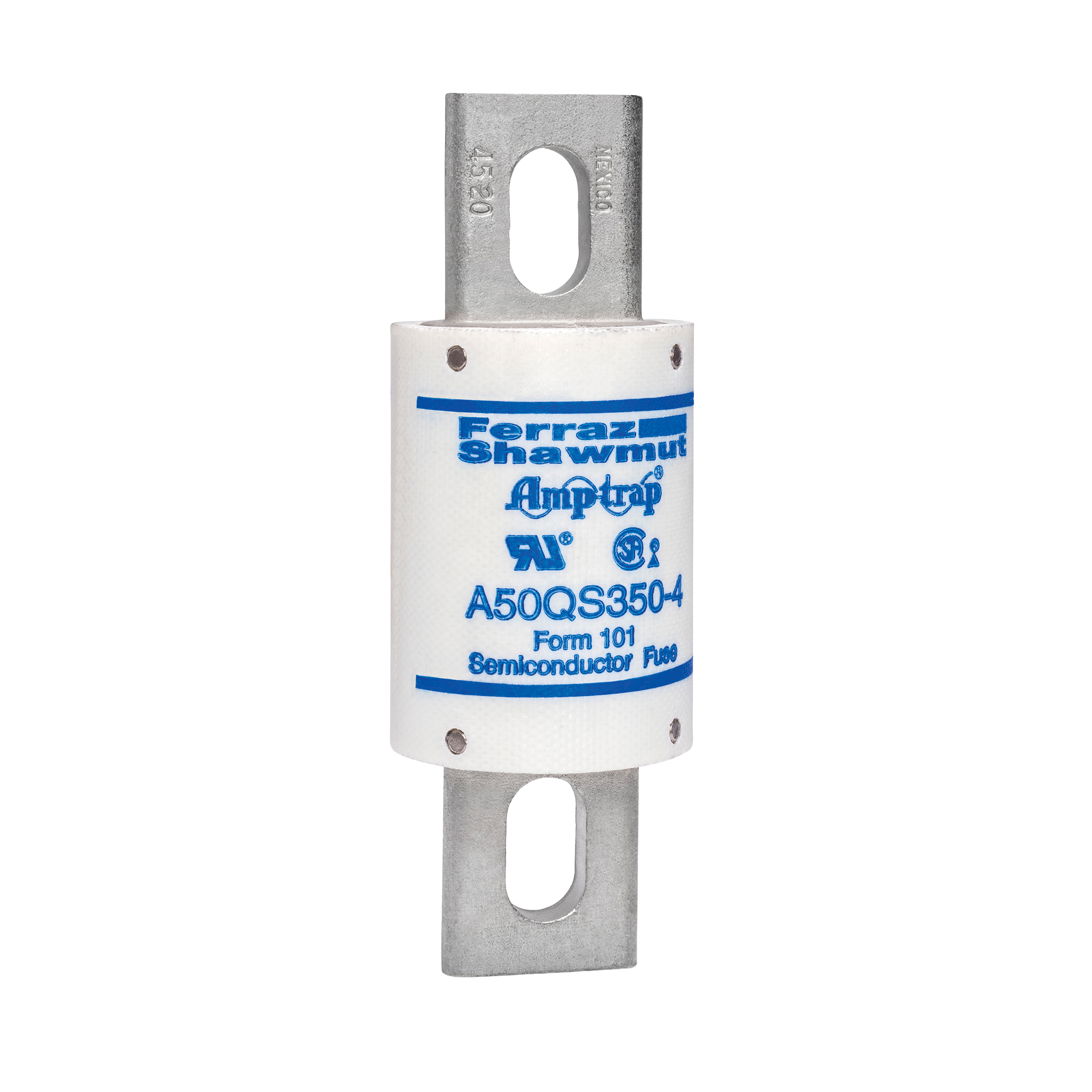 A50QS350-4 Amp-Trap Semiconductor Fuse, 350 A, 500 V AC/DC, 200/87 kA Interrupt, Cylindrical Body