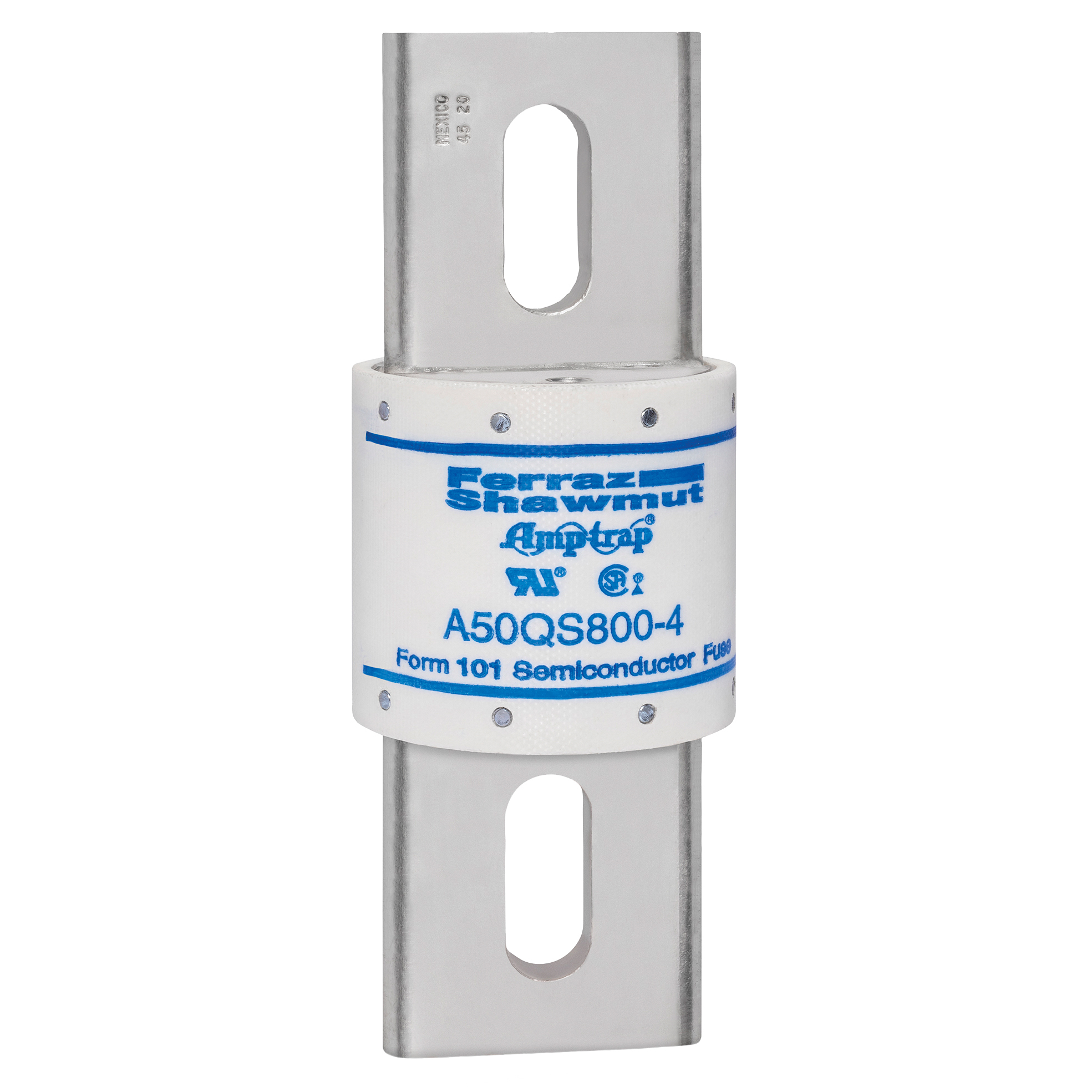 A50QS800-4 Amp-Trap Semiconductor Fuse, 800 A, 500 V AC/DC, 200/87 kA Interrupt, Cylindrical Body