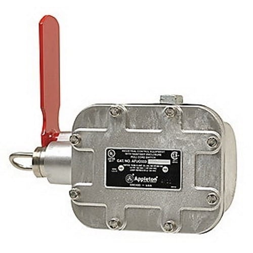 Conveyor Control Switch, Left Hand Single End, Series: AFU, 600 VAC/230 VDC, 15/0.4 A, NO/NC-DB/TCDB, 15 A at 120/240/480/600 VAC/0.8 A at 115 VDC/0.4 A at 230 VDC Contact, Flag Arm, NEMA 3/3R/4/4X/12 Enclosure, Aluminum, Environmental Conditions: -40 to 66 deg C Temperature, 7.88 in W x 9.75 in H