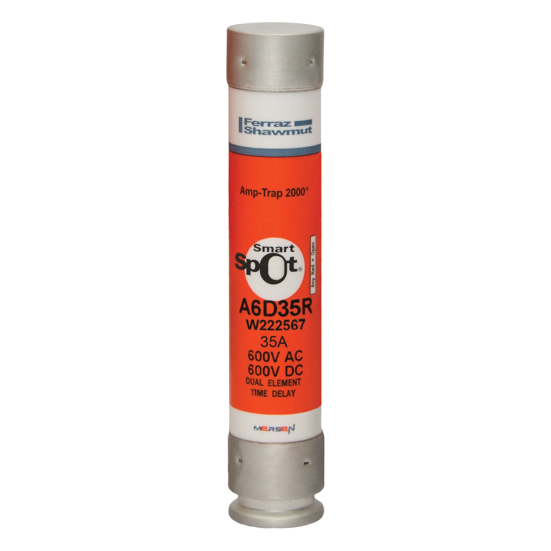 Fuse A6D-R - Class RK1 - Time-Delay 600VAC 600VDC 35A Ferrule SmartSpot