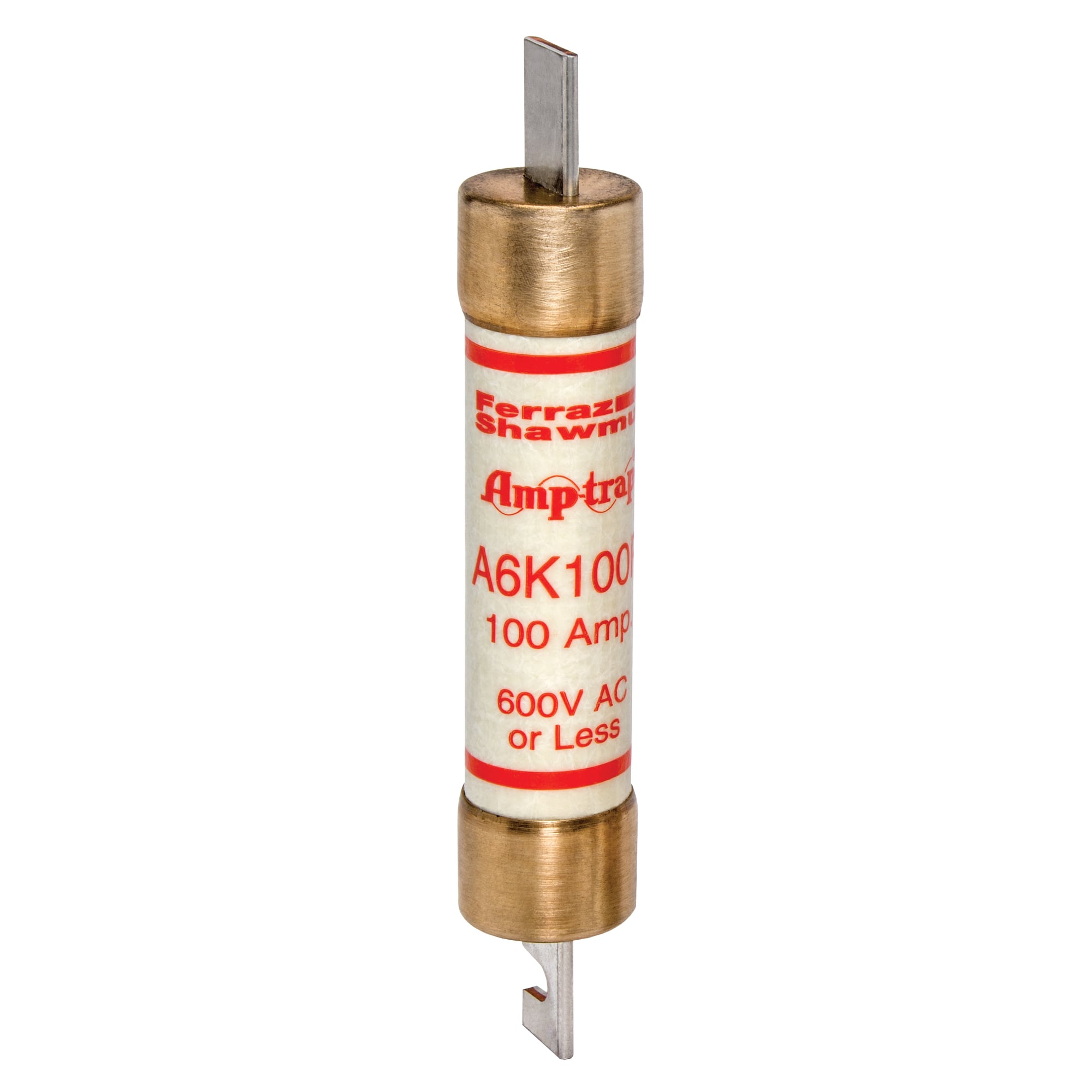 A6K100R Amp-Trap 2000 SmartSpot A6K-R Current Limiting Low Voltage Fast Acting Fuse, 100 A, 600 V AC/300 V DC, 200/20 kA Interrupt, RK1 Class, Cylindrical Body