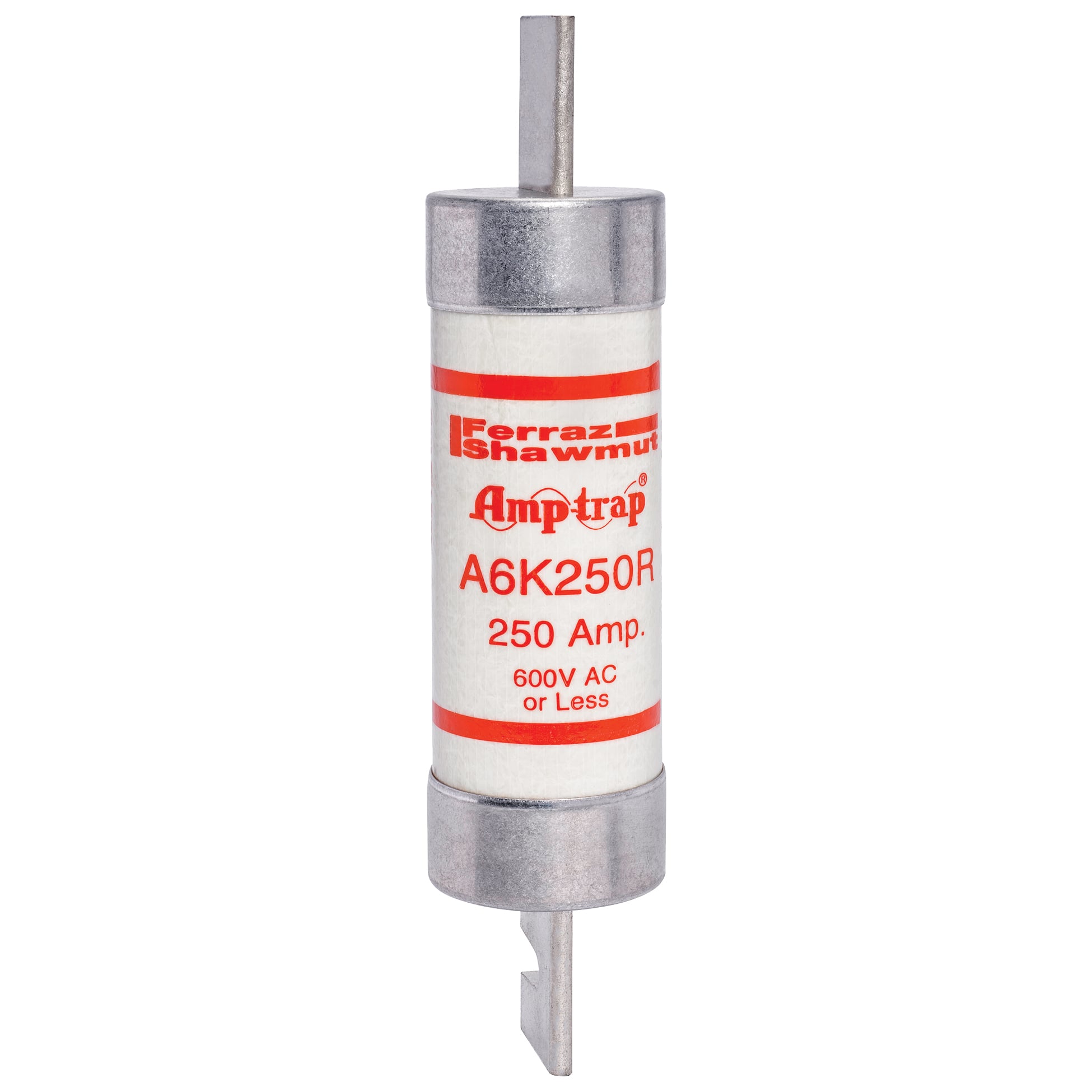 A6K250R Amp-Trap 2000 SmartSpot A6K-R Current Limiting Low Voltage Fast Acting Fuse, 250 A, 600 V AC/300 V DC, 200/20 kA Interrupt, RK1 Class, Cylindrical Body