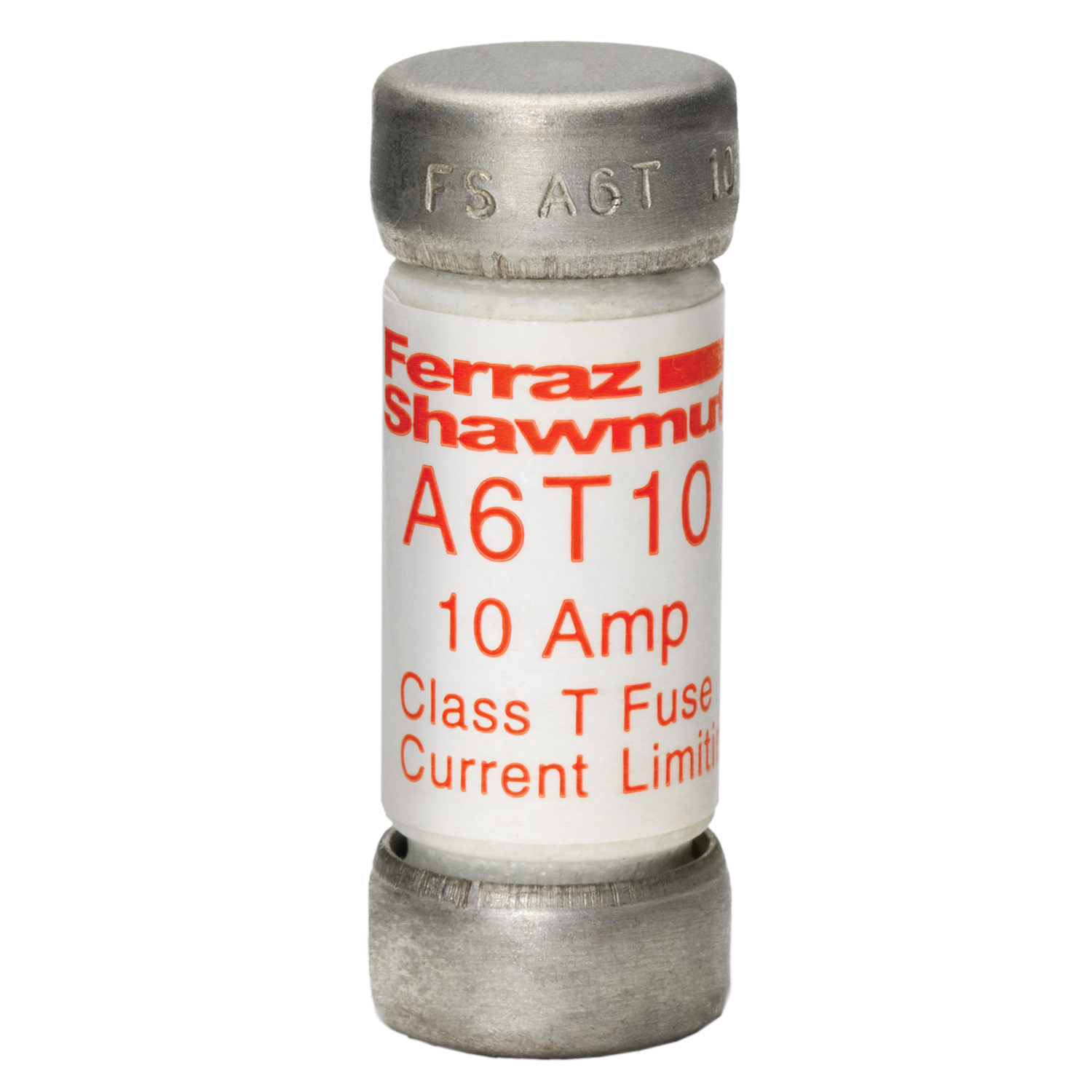 A6T10 Amp-Trap Current Limiting Low Voltage Fast Acting Fuse, 10 A, 600 V AC/300 V DC, 100/200 kA, Class T, Cylindrical Body