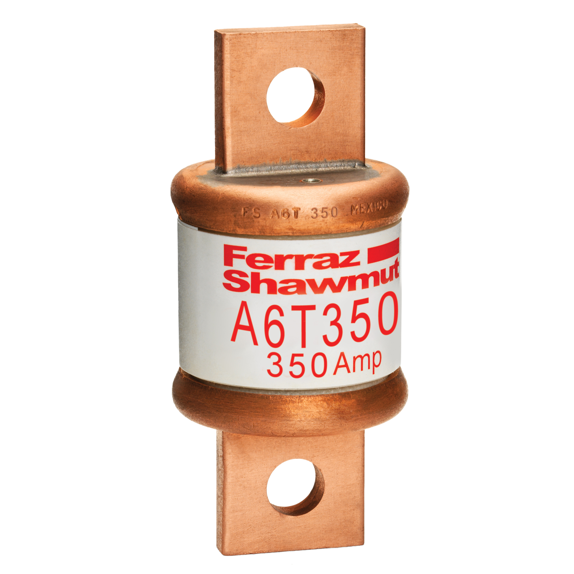 A6T350 Amp-Trap Current Limiting Low Voltage Fast Acting Fuse, 350 A, 600 V AC/300 V DC, 100/200 kA Interrupt, T Class, Cylindrical Body