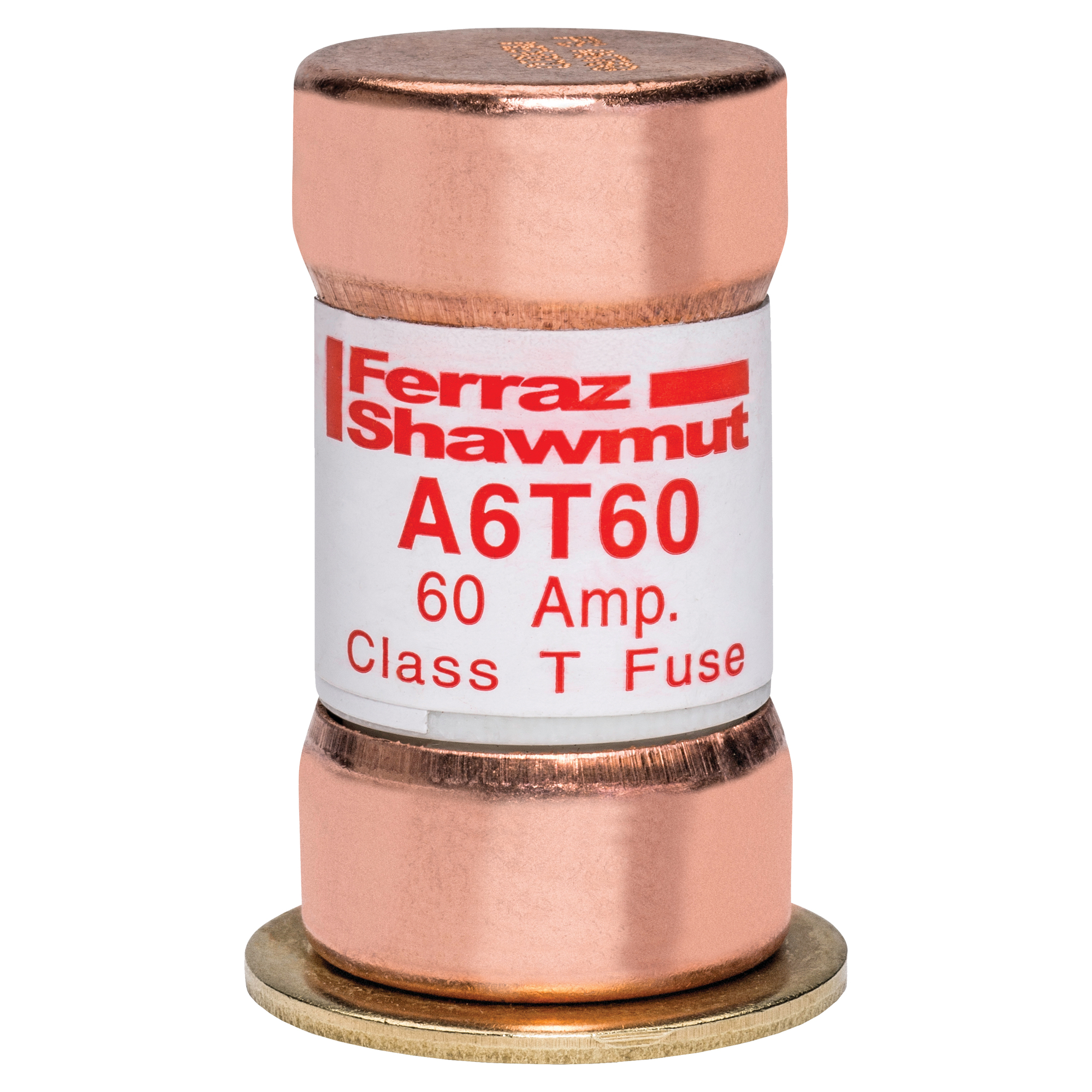 A6T60 Amp-Trap Current Limiting Low Voltage Fast Acting Fuse, 60 A, 600 V AC/300 V DC, 100/200 kA, Class T, Cylindrical Body