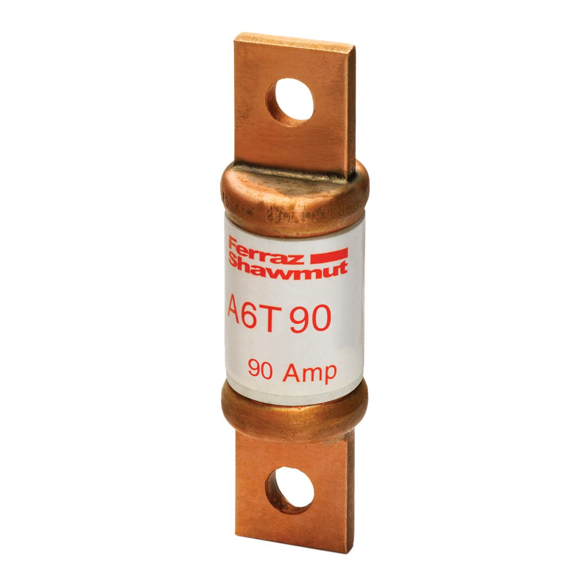 A6T90 Amp-Trap Current Limiting Low Voltage Fast Acting Fuse, 90 A, 600 V AC/300 V DC, 100/200 kA Interrupt, T Class, Cylindrical Body