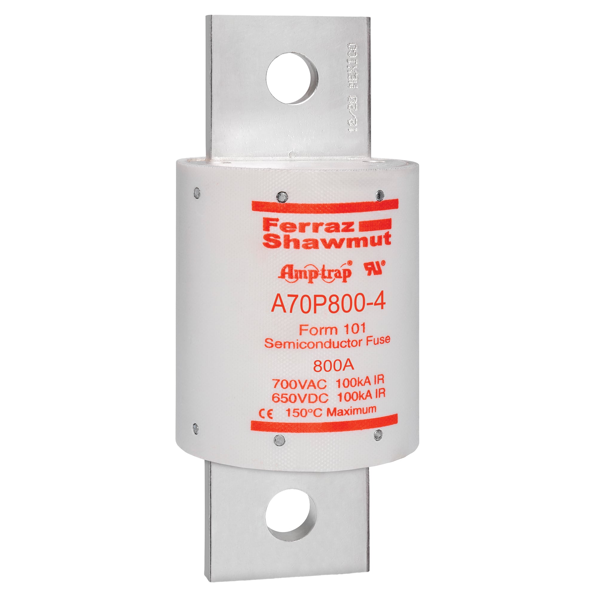 A70P800-4 Amp-Trap A70P Current Limiting High Speed Semiconductor Fuse, 800 A, 700 V AC/650 V DC, 100 kA Interrupt, Cylindrical Body