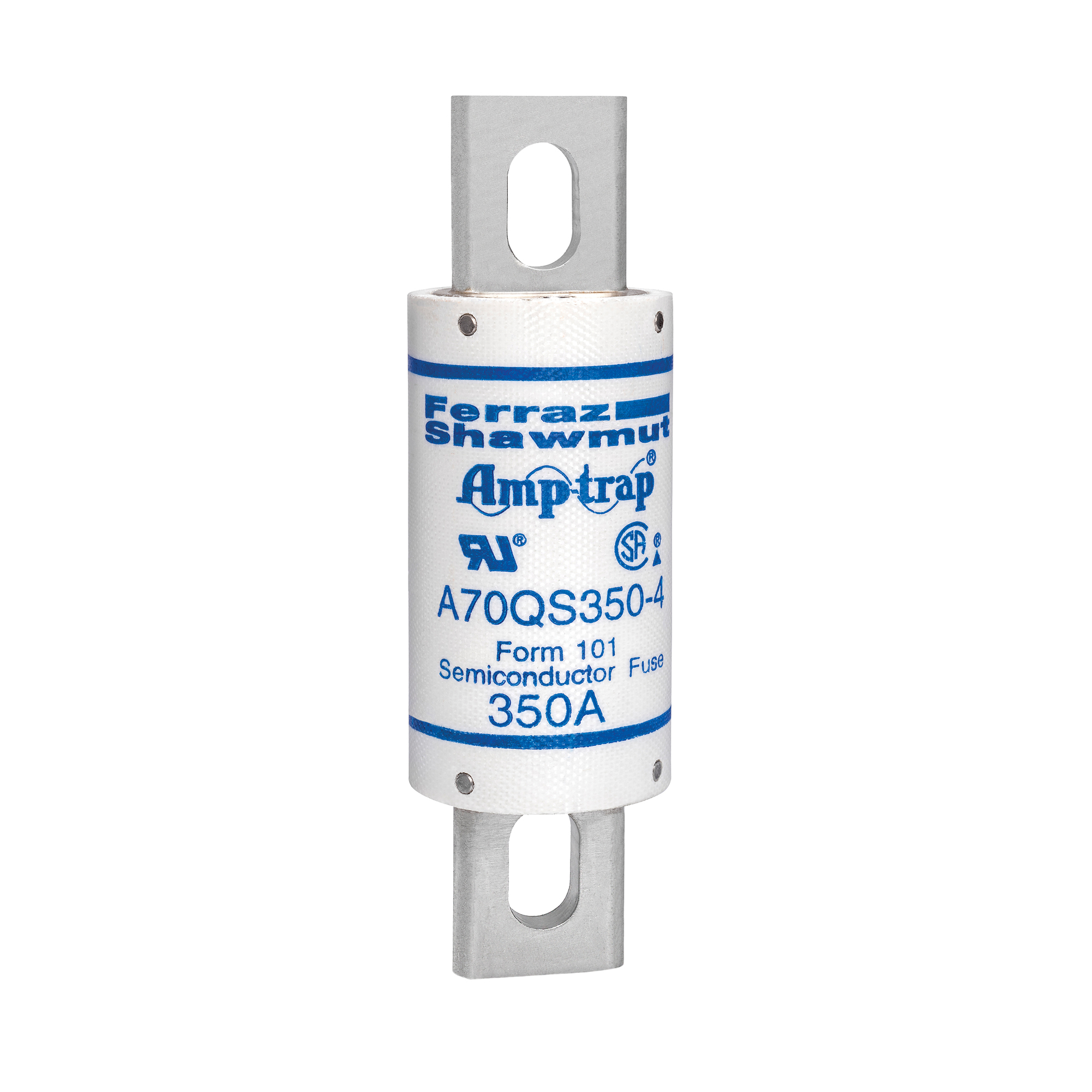 A70QS350-4 Amp-Trap High Speed Semiconductor Fuse, 350 A, 690 V AC/700 V DC, 200/100 kA Interrupt, Cylindrical Body