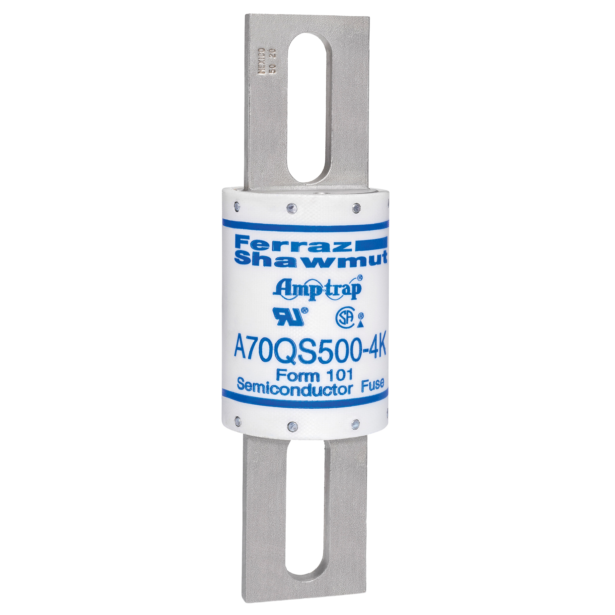 A70QS500-4K Amp-Trap High Speed Semiconductor Fuse, 500 A, 690 V AC/700 V DC, 200/100 kA Interrupt, Cylindrical Body