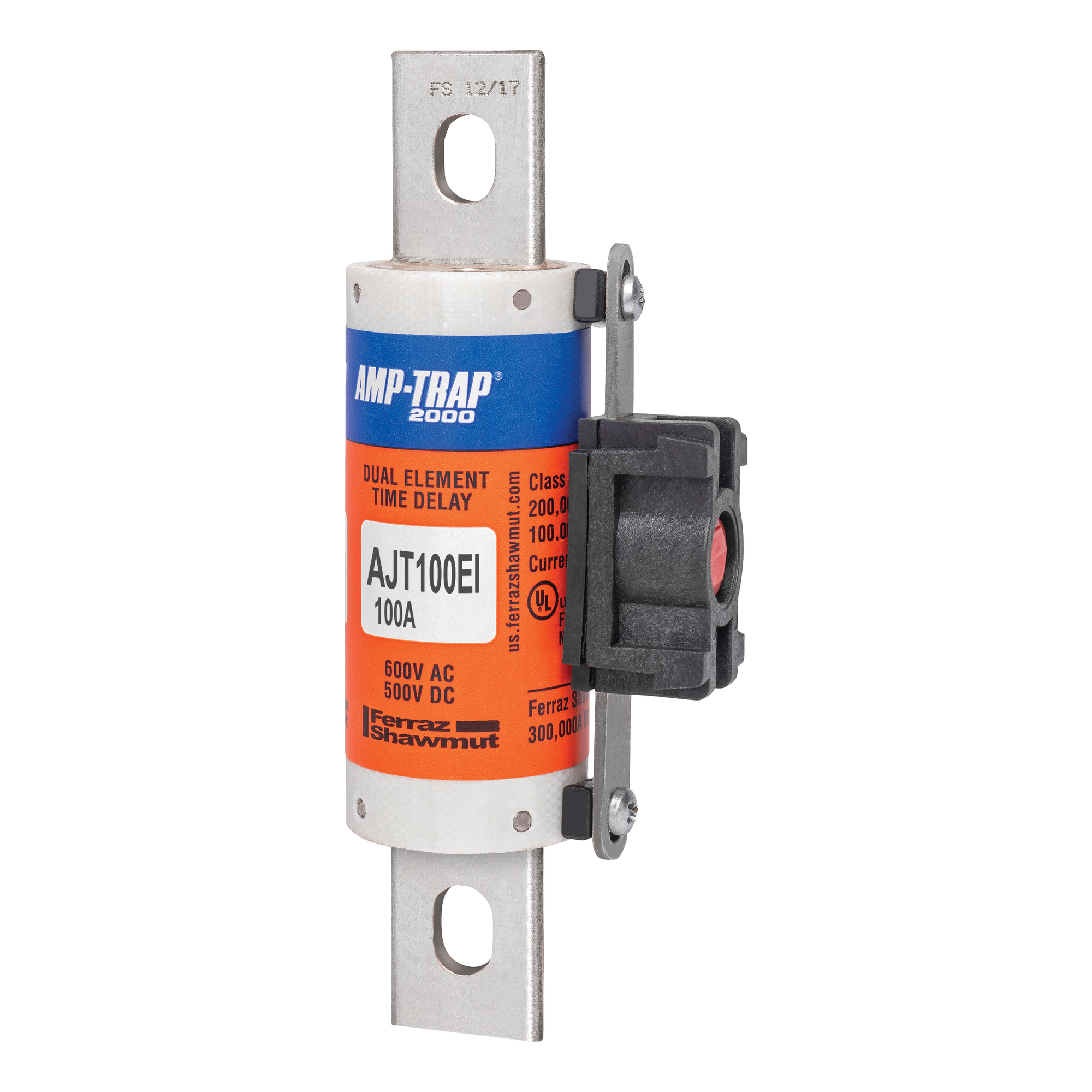 AJT100EI Amp-Trap 2000 SmartSpot Low Voltage North American Style Time Delay Power Fuse, 110 A, 600 V AC, 200 kA Interrupt, J Class, Cylindrical Body