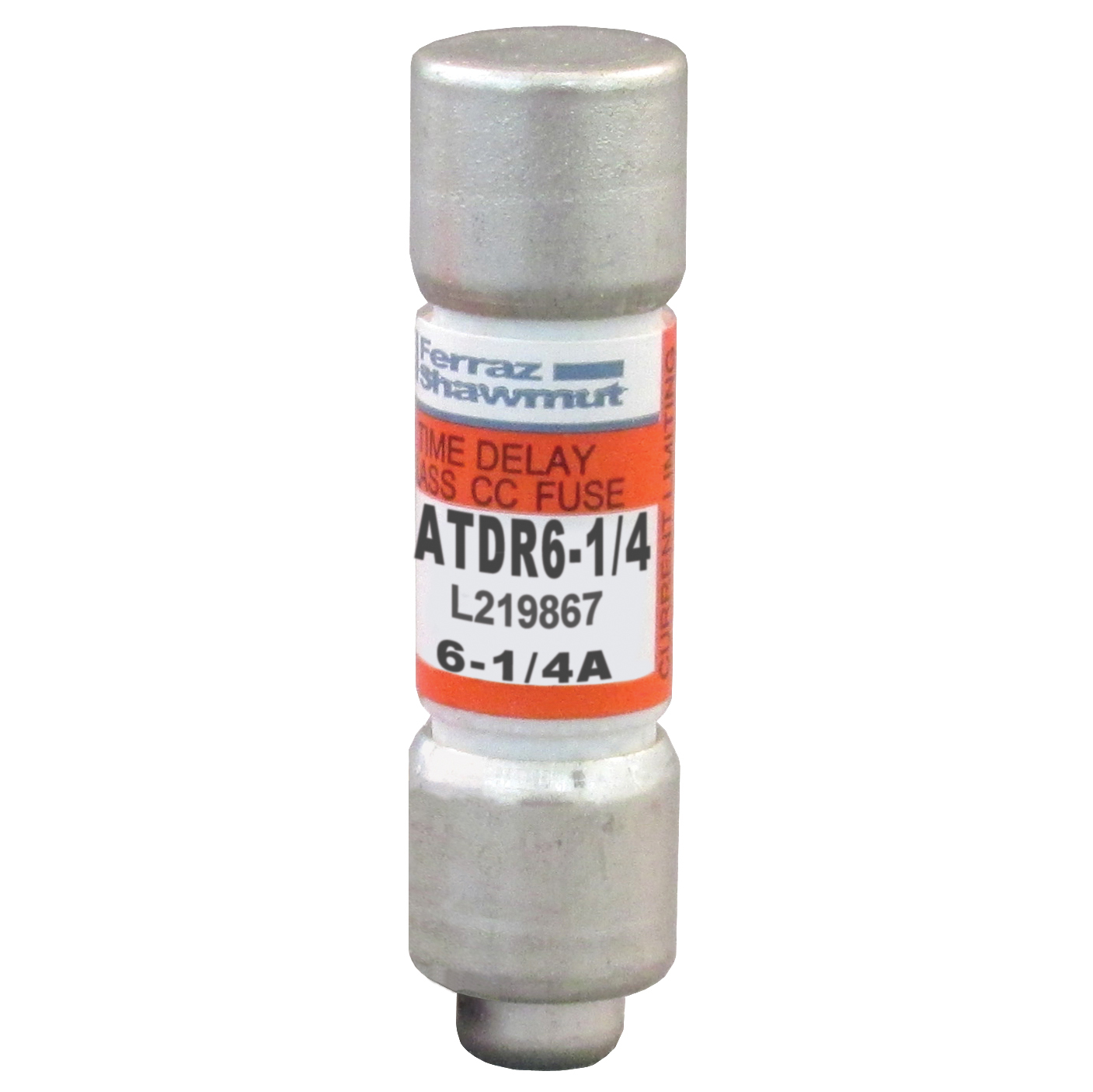ATDR6-1/4 Amp-Trap 2000 SmartSpot Current Limiting Low Voltage North American Time Delay Power Fuse, 6.25 A, 600 V AC, 200 kA Interrupt, CC Class, Cylindrical Body