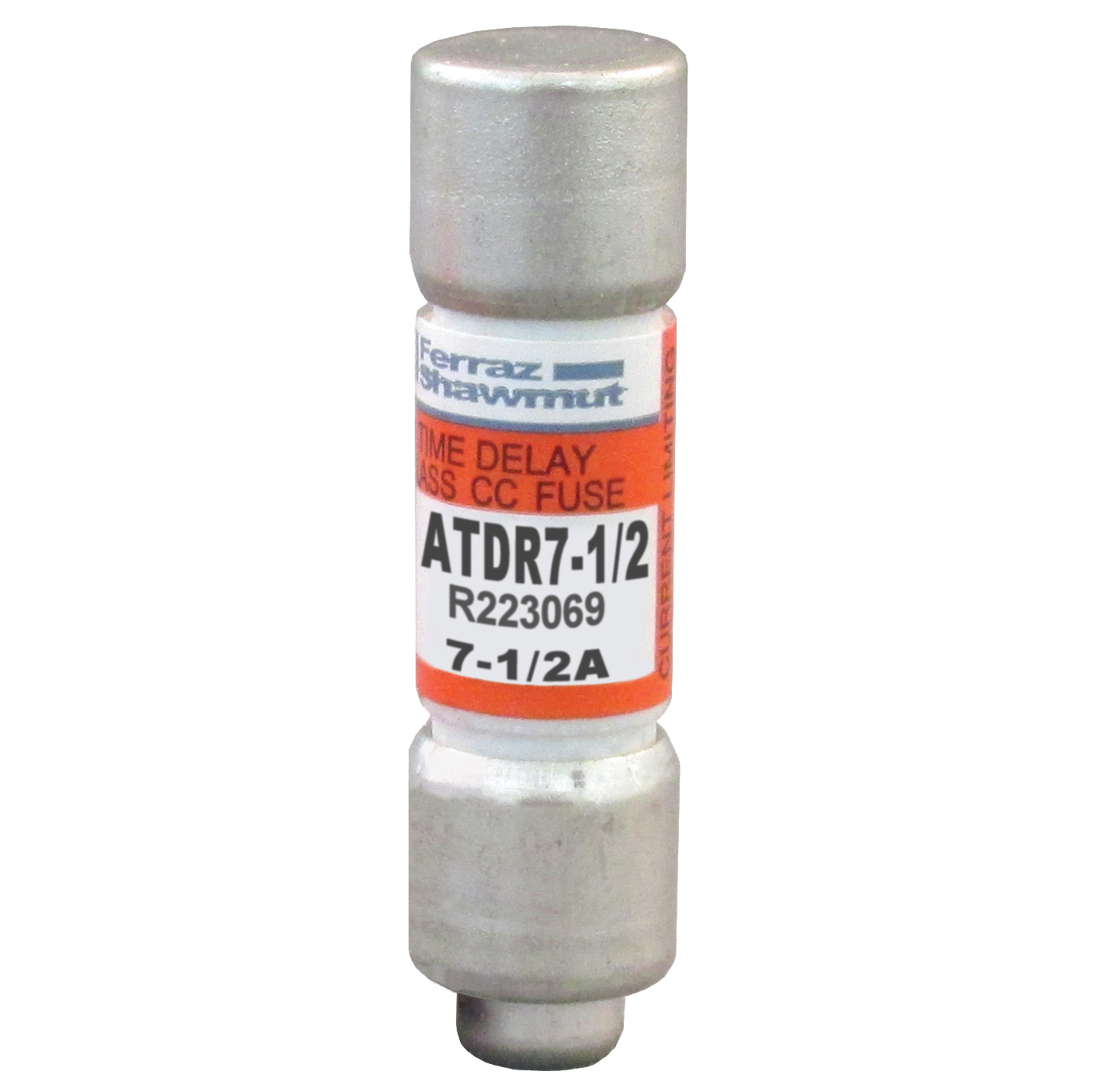 ATDR7-1/2 Amp-Trap 2000 SmartSpot Current Limiting Low Voltage North American Time Delay Power Fuse, 7.5 A, 600 V AC, 200 kA Interrupt, CC Class, Cylindrical Body