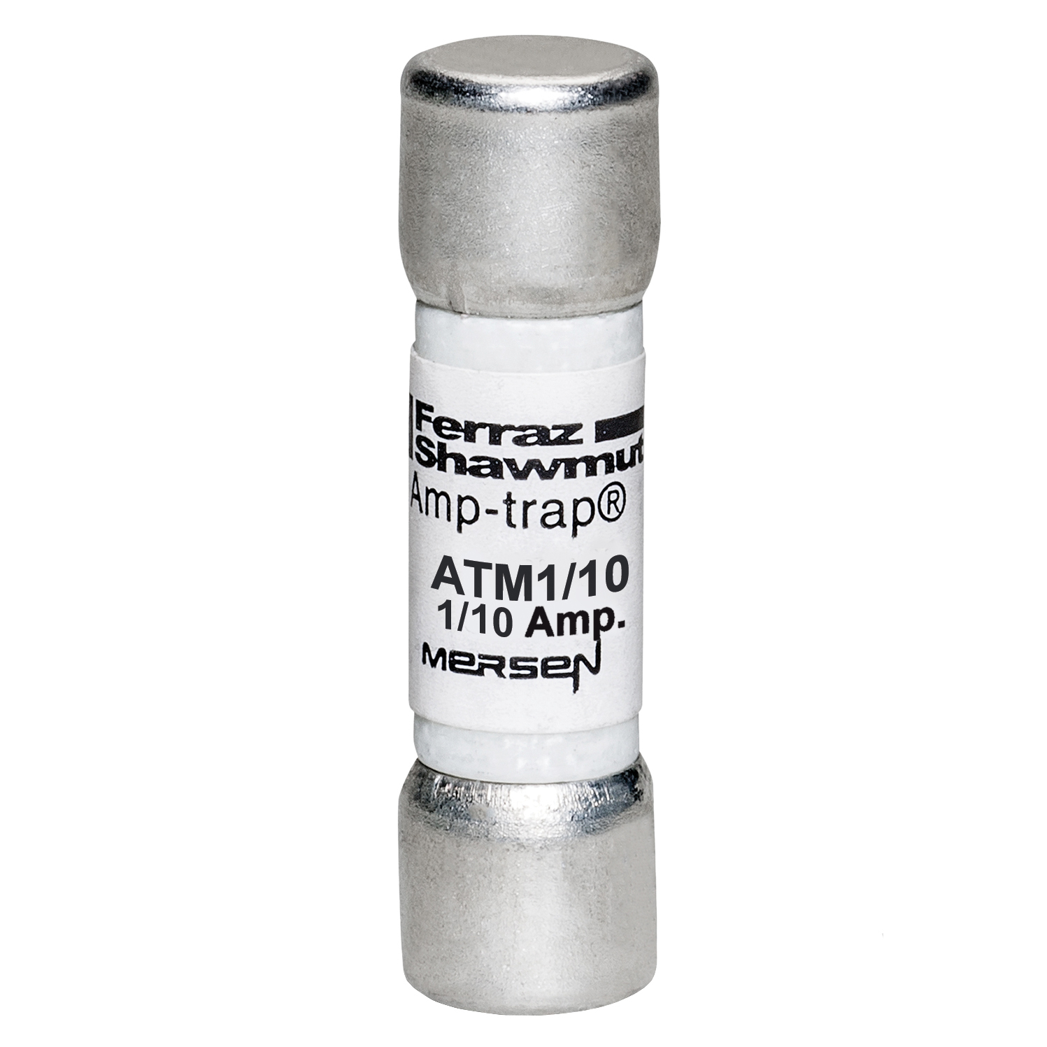 ATM1/10 Amp-Trap Low Voltage Fast Acting Fuse, 0.1 A, 600 V AC/DC, 100 kA, Class Midget, Cylindrical Body