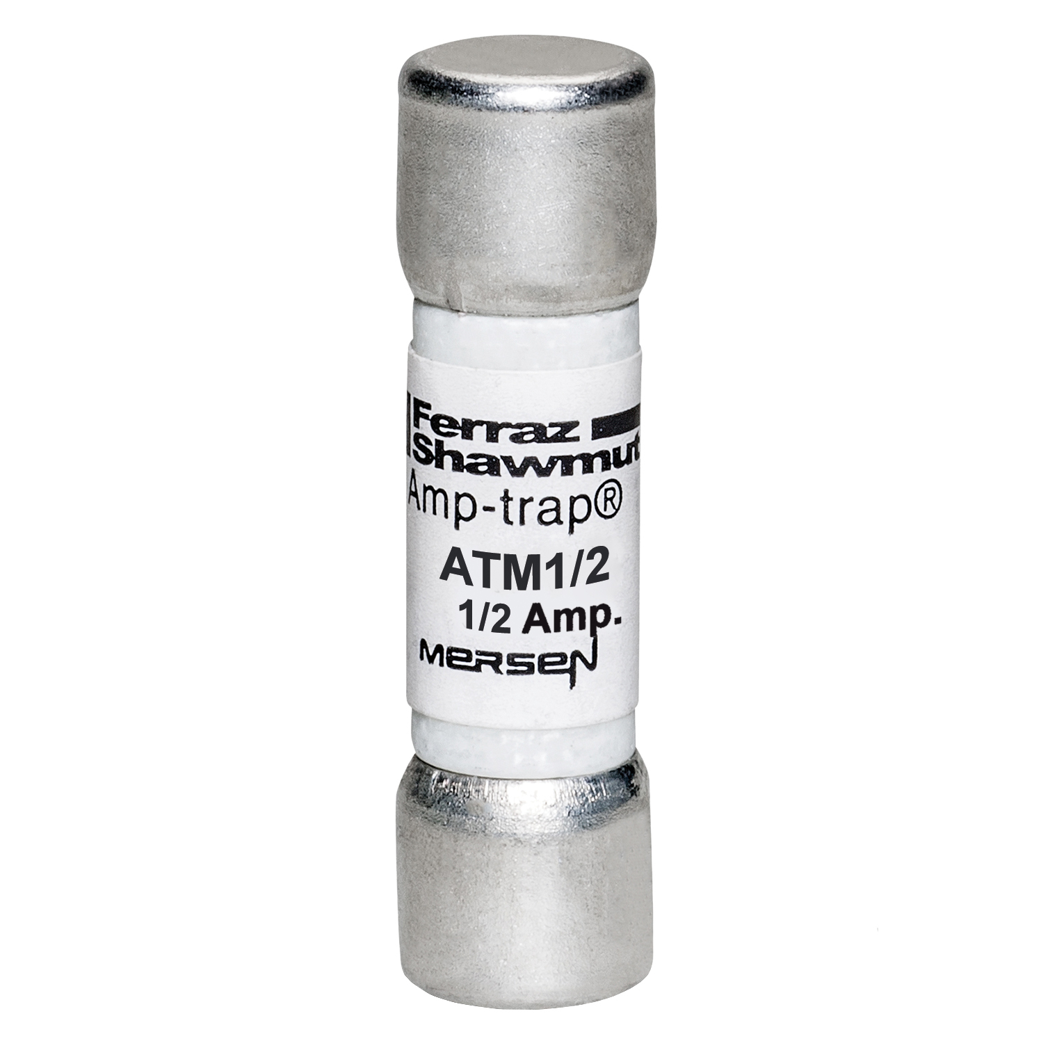 ATM1/2 Amp-Trap Low Voltage Fast Acting Fuse, 0.5 A, 600 V AC/DC, 100 kA, Class Midget, Cylindrical Body
