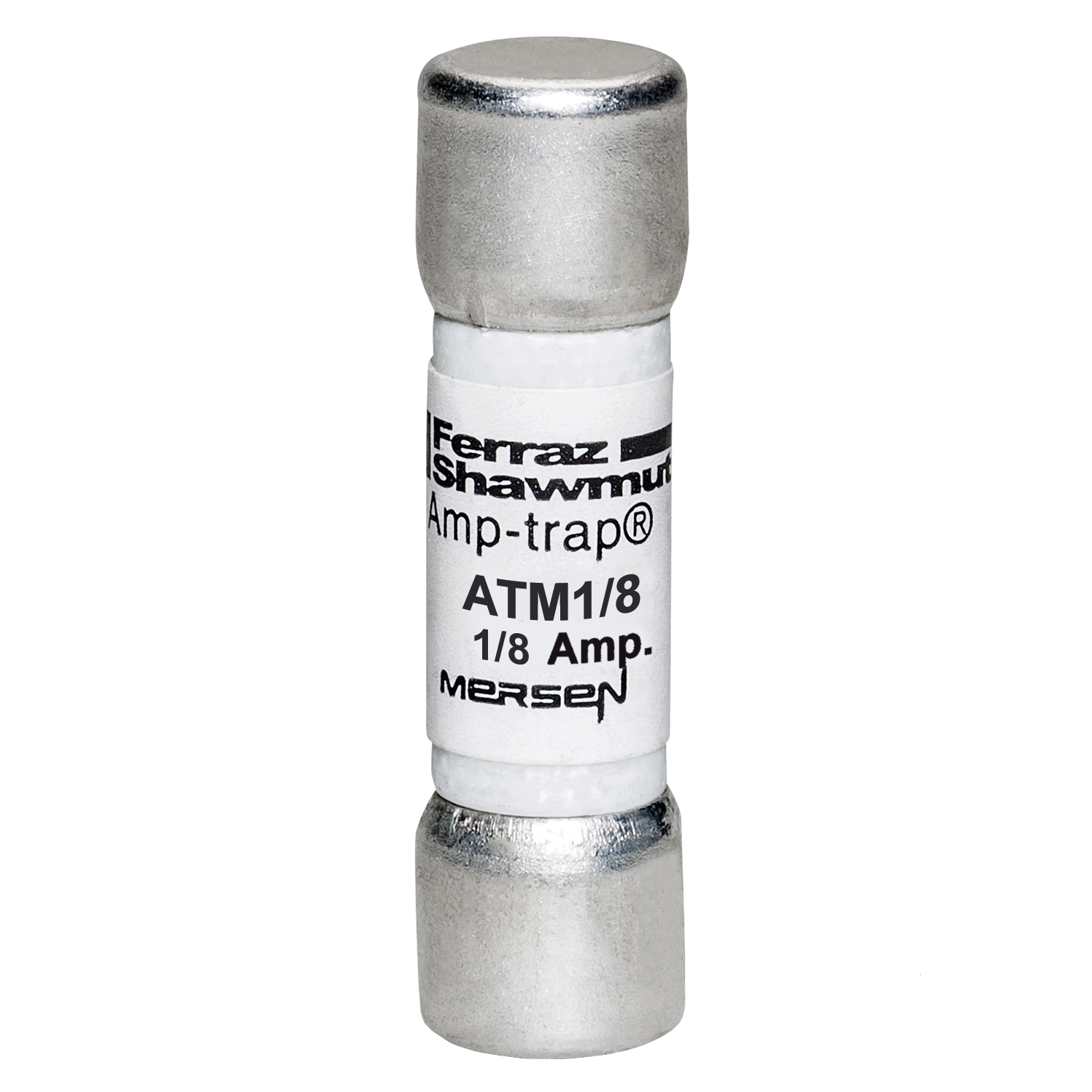 ATM1/8 Amp-Trap Fast Acting Low Voltage Midget Fuse, 0.125 A, 600 V AC/DC, 100 kA, Class Midget, Cylindrical Body
