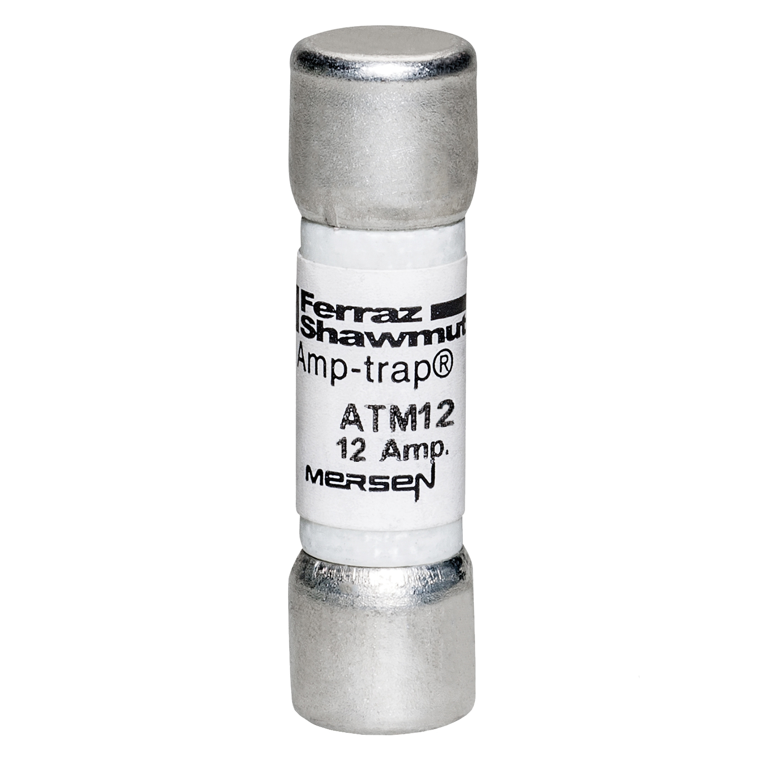 ATM12 Amp-Trap Low Voltage Fast Acting Fuse, 12 A, 600 V AC/DC, 100 kA, Class Midget, Cylindrical Body
