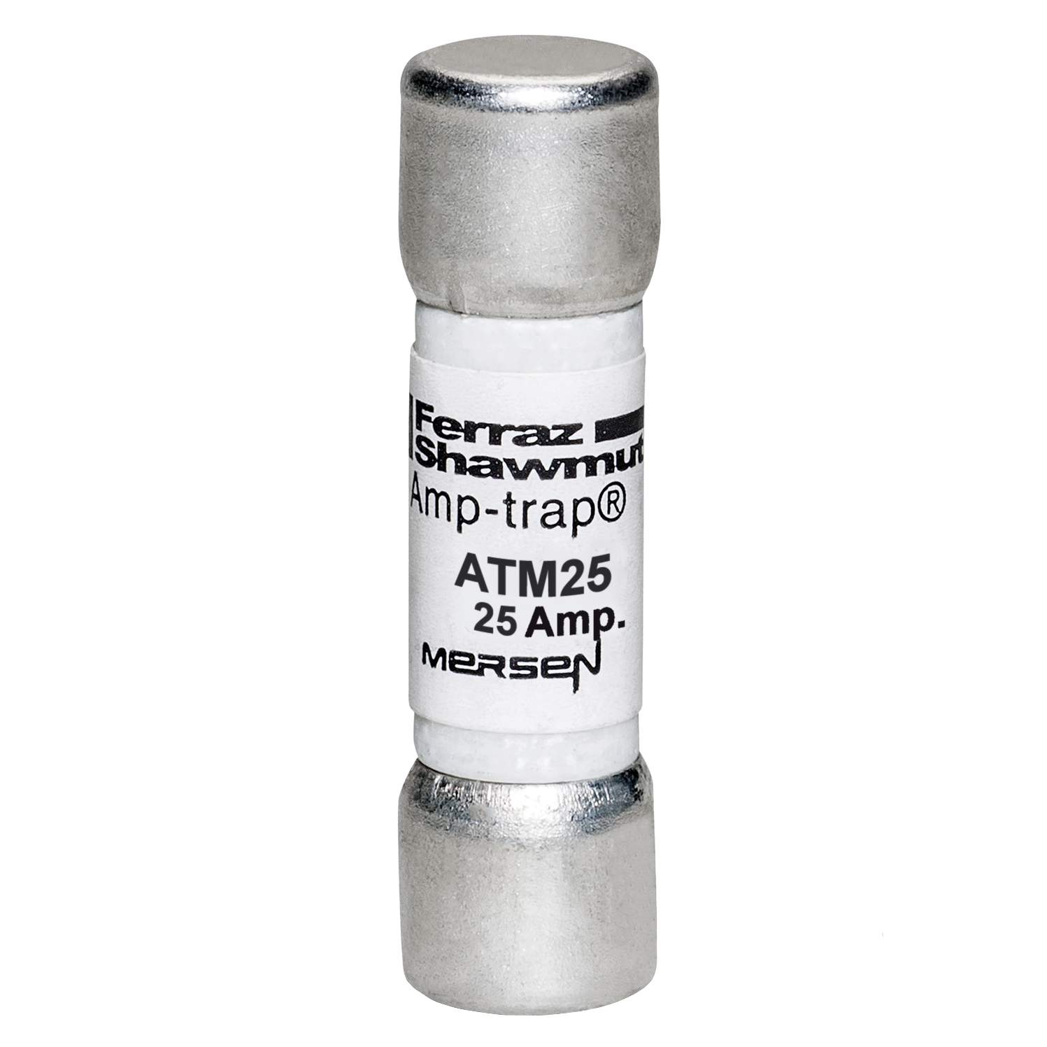 ATM25 Amp-Trap Low Voltage Fast Acting Fuse, 25 A, 600 V AC/DC, 100 kA, Class Midget, Cylindrical Body