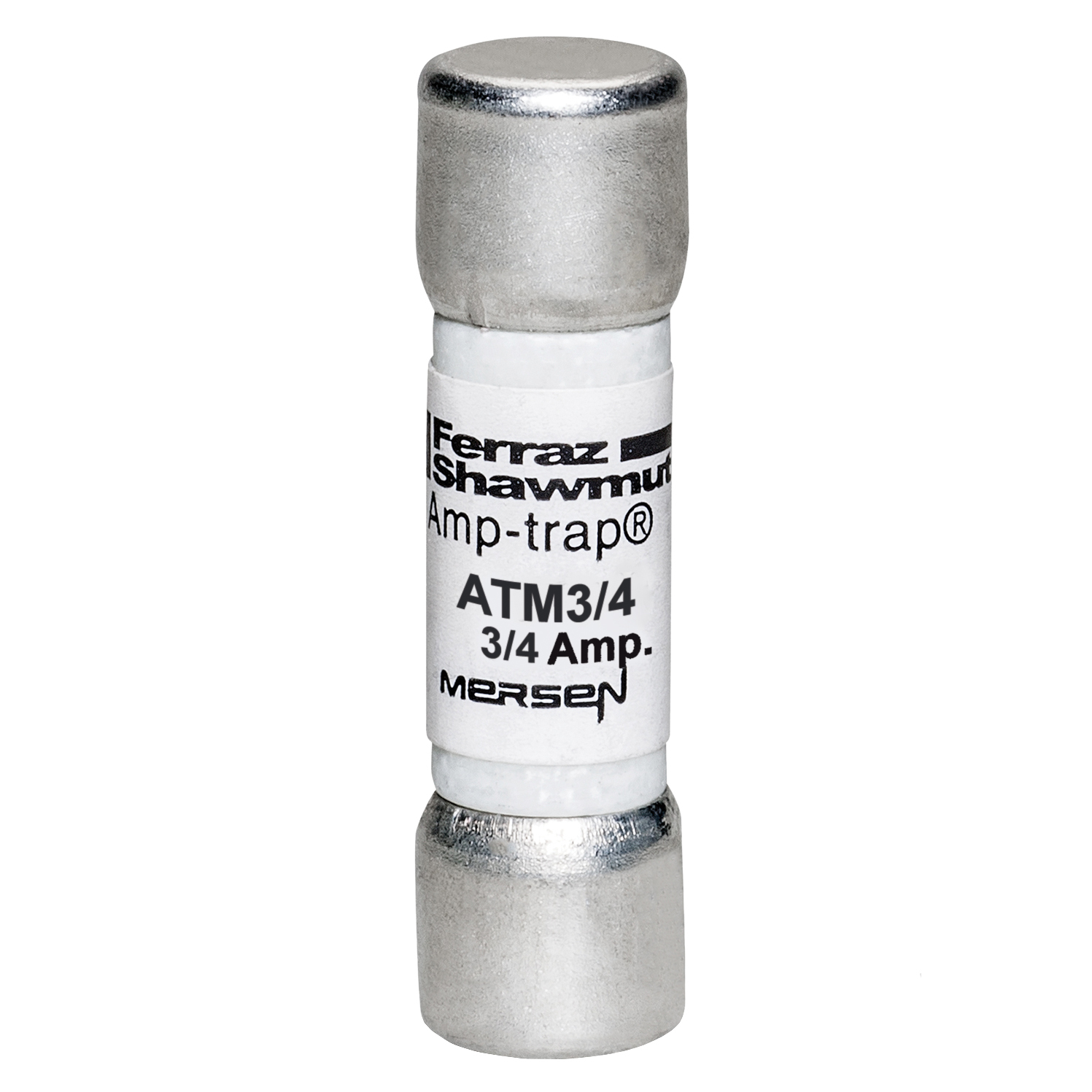 ATM3/4 Amp-Trap Low Voltage Fast Acting Fuse, 0.75 A, 600 V AC/DC, 100 kA, Class Midget, Cylindrical Body