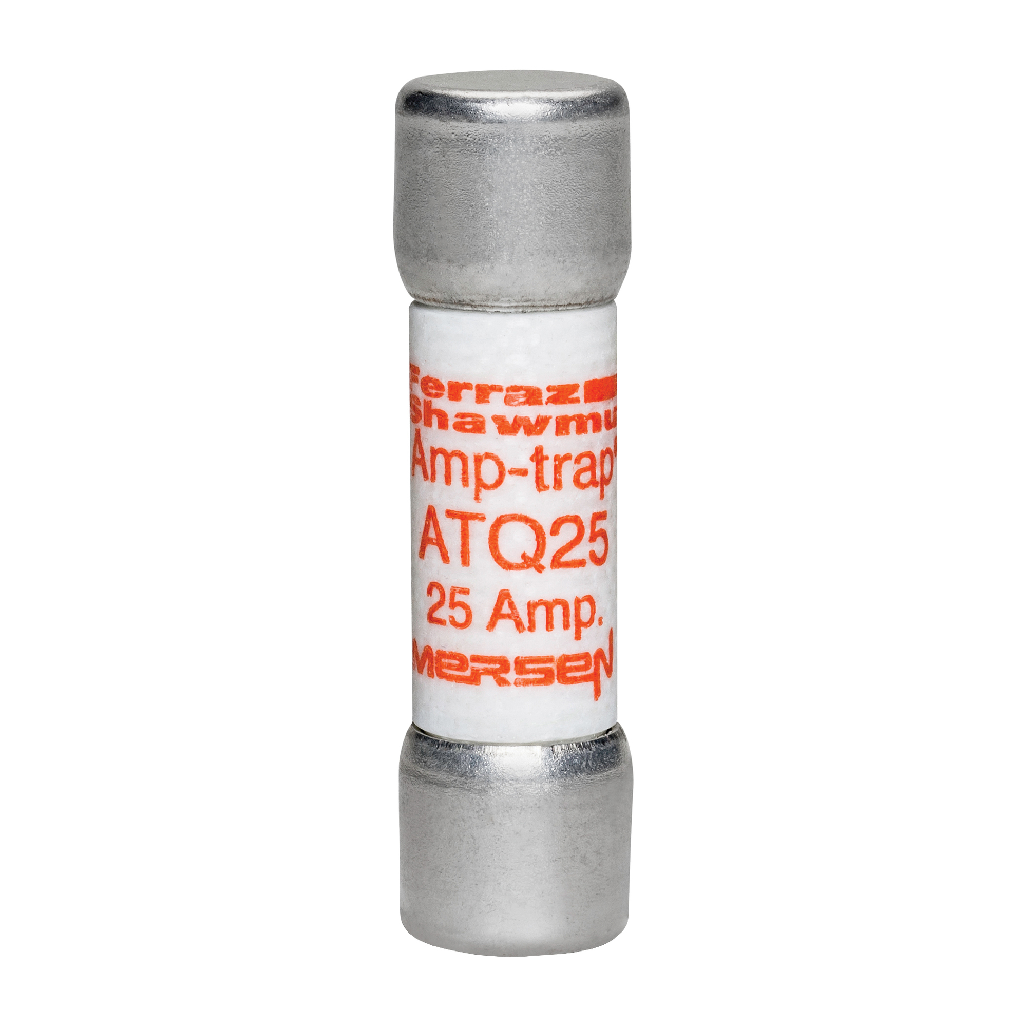ATQ25 Amp-Trap Low Voltage Time Delay Fuse, 25 A, 500 V AC, 10 kA, Class Midget, Cylindrical Body