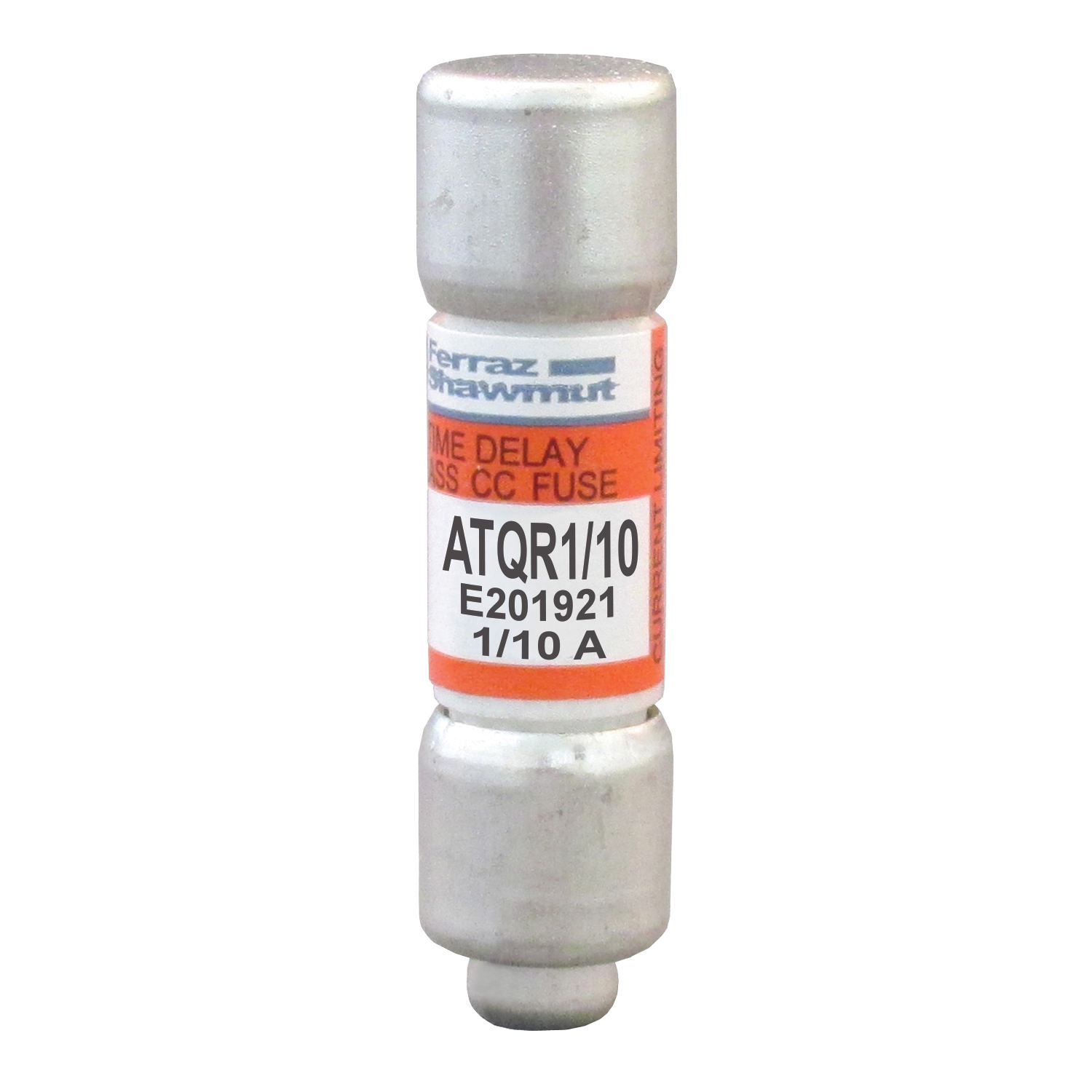 ATQR1/10 Amp-Trap 2000 SmartSpot Current Limiting Low Voltage North American Time Delay Power Fuse, 0.1 A, 600 V AC, 200 kA Interrupt, CC Class, Cylindrical Body