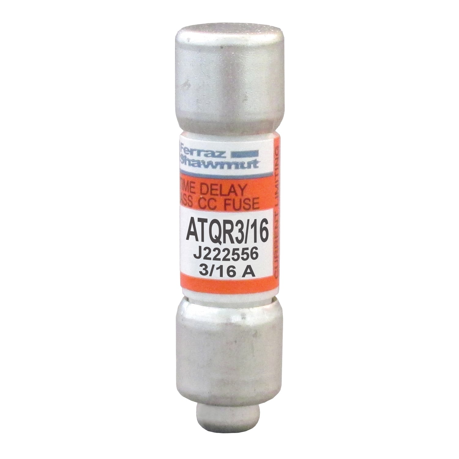 ATQR3/16 Amp-Trap 2000 SmartSpot Current Limiting Fast Acting North American Time Delay Power Fuse, 0.187 A, 600 V AC, 200 kA Interrupt, CC Class, Cylindrical Body