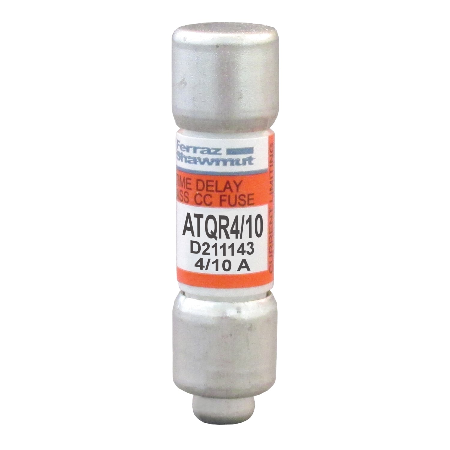 ATQR4/10 Amp-Trap 2000 SmartSpot Current Limiting Low Voltage North American Time Delay Power Fuse, 0.4 A, 600 V AC, 200 kA Interrupt, CC Class, Cylindrical Body