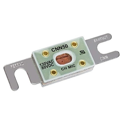 CNN50 Special Purpose Fuse, 50 A, 130 V AC/80 V DC, 2.5 kA Interrupt, Very Fast Acting Speed