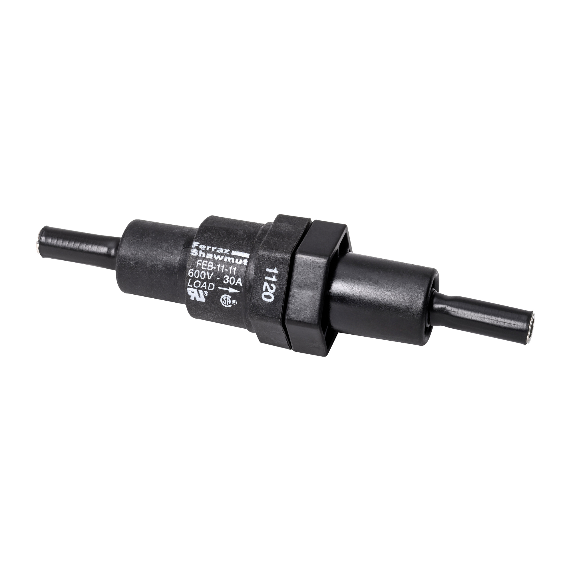 FEB-11-11 In-Line Fuse Holder, 600 V AC, 30 A, 12 to 8 AWG Wire, 1 Poles