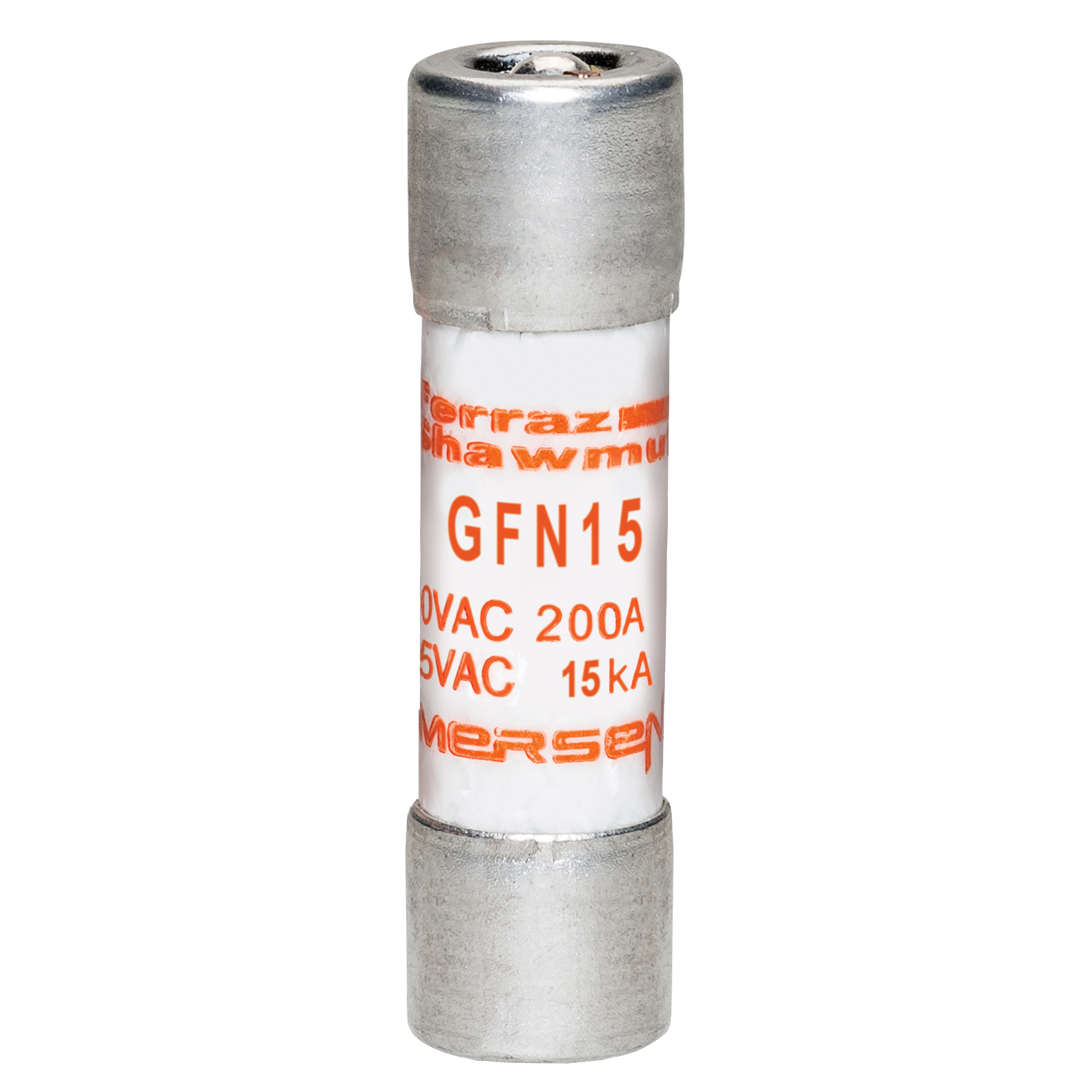 GFN15 Low Voltage Time Delay Fuse, 15 A, 125 V AC, 10 kA, Class Midget, Cylindrical Body