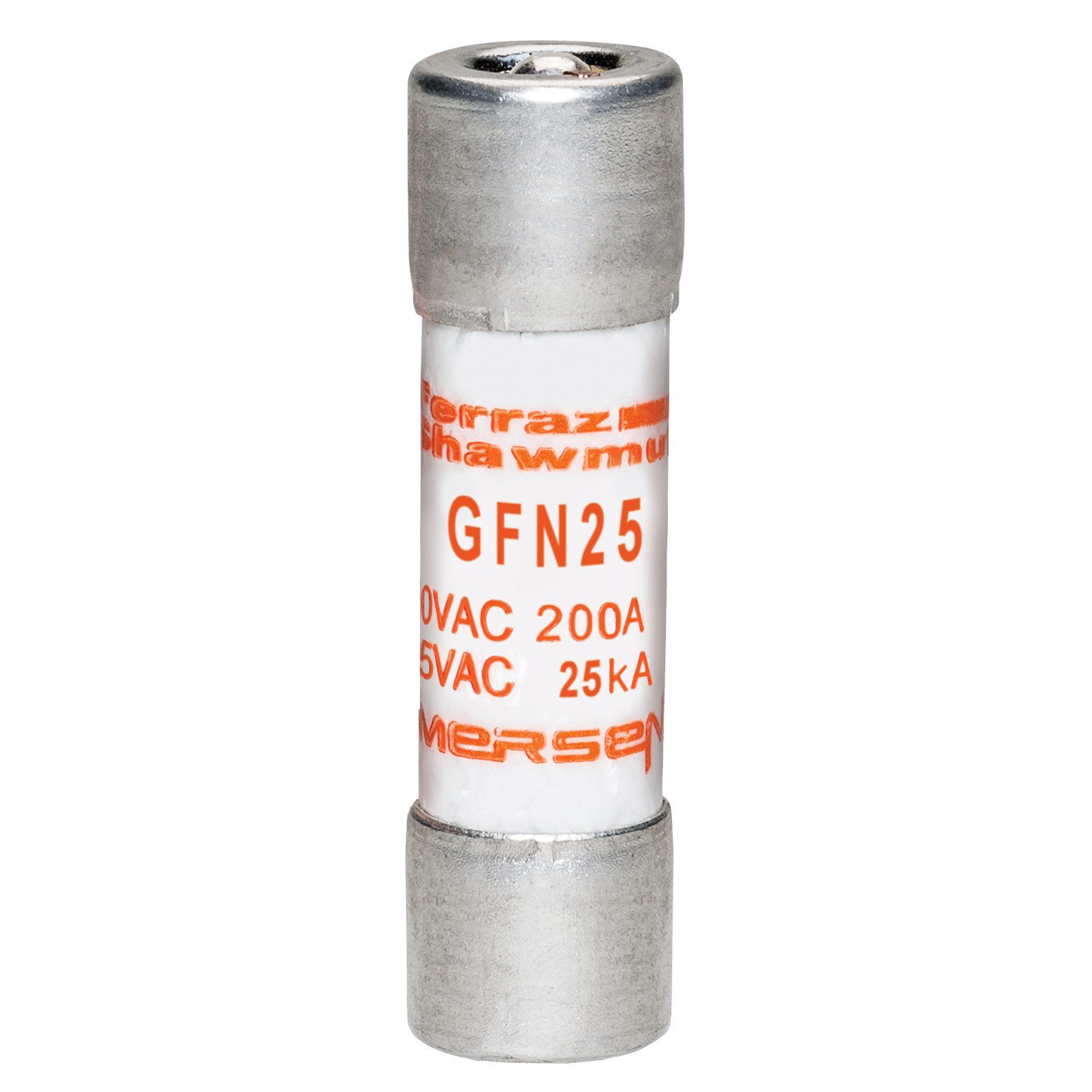 GFN25 Low Voltage Time Delay Pin Indicator Midget Fuse, 25 A, 32 V AC, 10 kA, Class Midget, Double Barrel Cylindrical Body