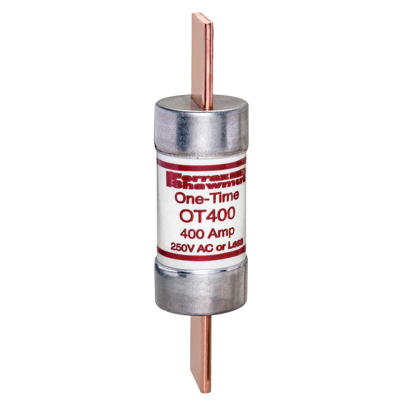 OT400 OT Series Fast Acting One-Time Fuse, 400 A, 250 V AC/DC, 50/20 kA Interrupt, Class: K5, Cylindrical Body