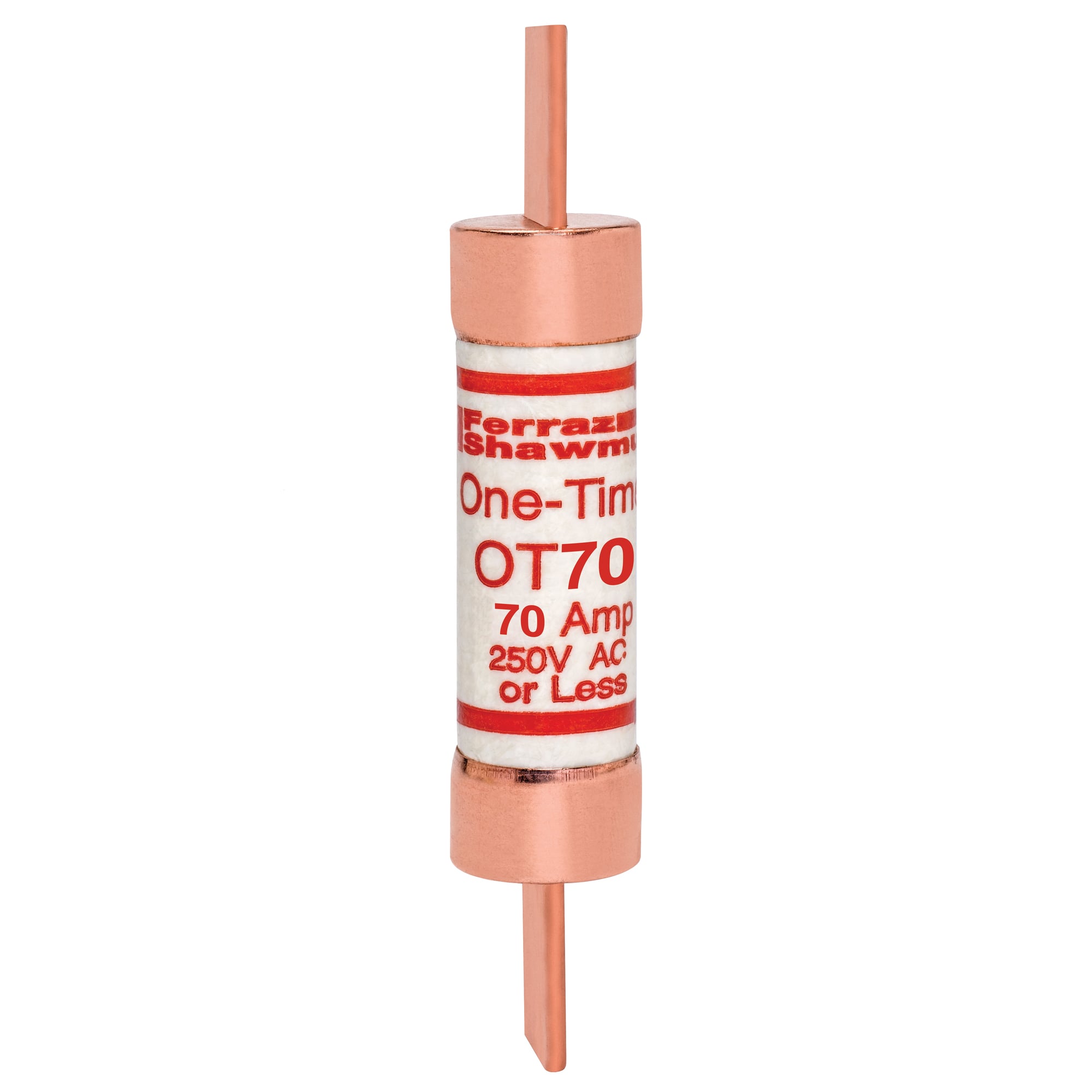 OT70 OT Series Fast Acting Low Voltage North American Style Power Fuse, 70 A, 250 V AC/DC, 20/50 kA Interrupt, Class: K5, Cylindrical Body