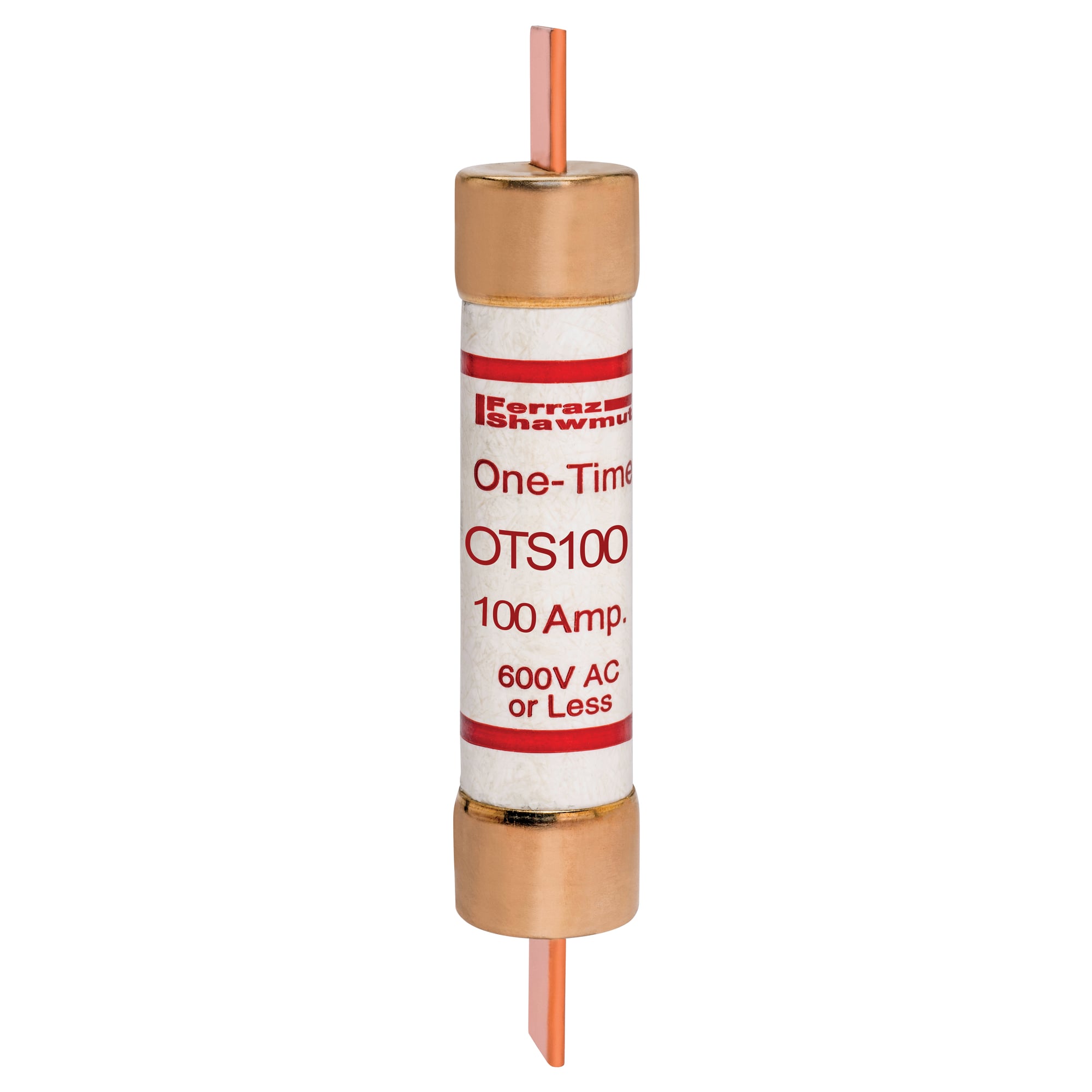 OTS100 Low Voltage Fast Acting Fuse, 100 A, 600 V AC/300 V DC, 50/20 kA Interrupt, K5 Class, Cylindrical Body