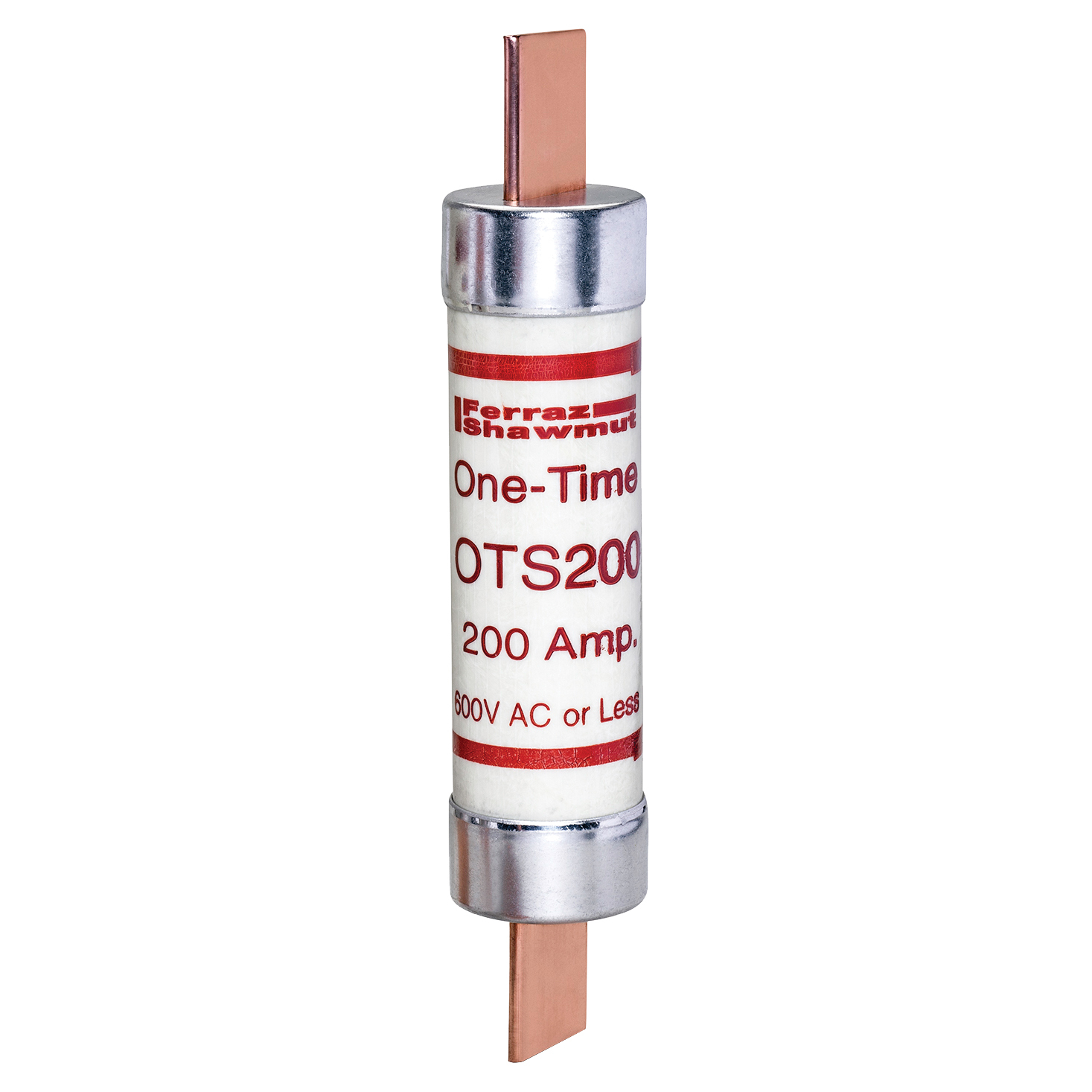 OTS200 Low Voltage Fast Acting Fuse, 200 A, 600 V AC/300 V DC, 50/20 kA Interrupt, K5 Class, Cylindrical Body