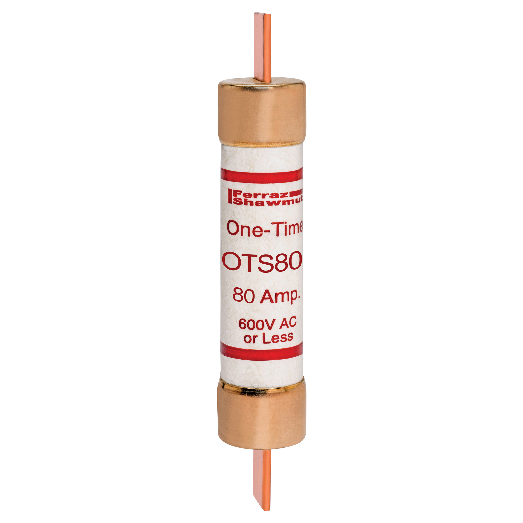OTS80 Low Voltage Fast Acting Fuse, 80 A, 600 V AC/300 V DC, 50/20 kA Interrupt, K5 Class, Cylindrical Body