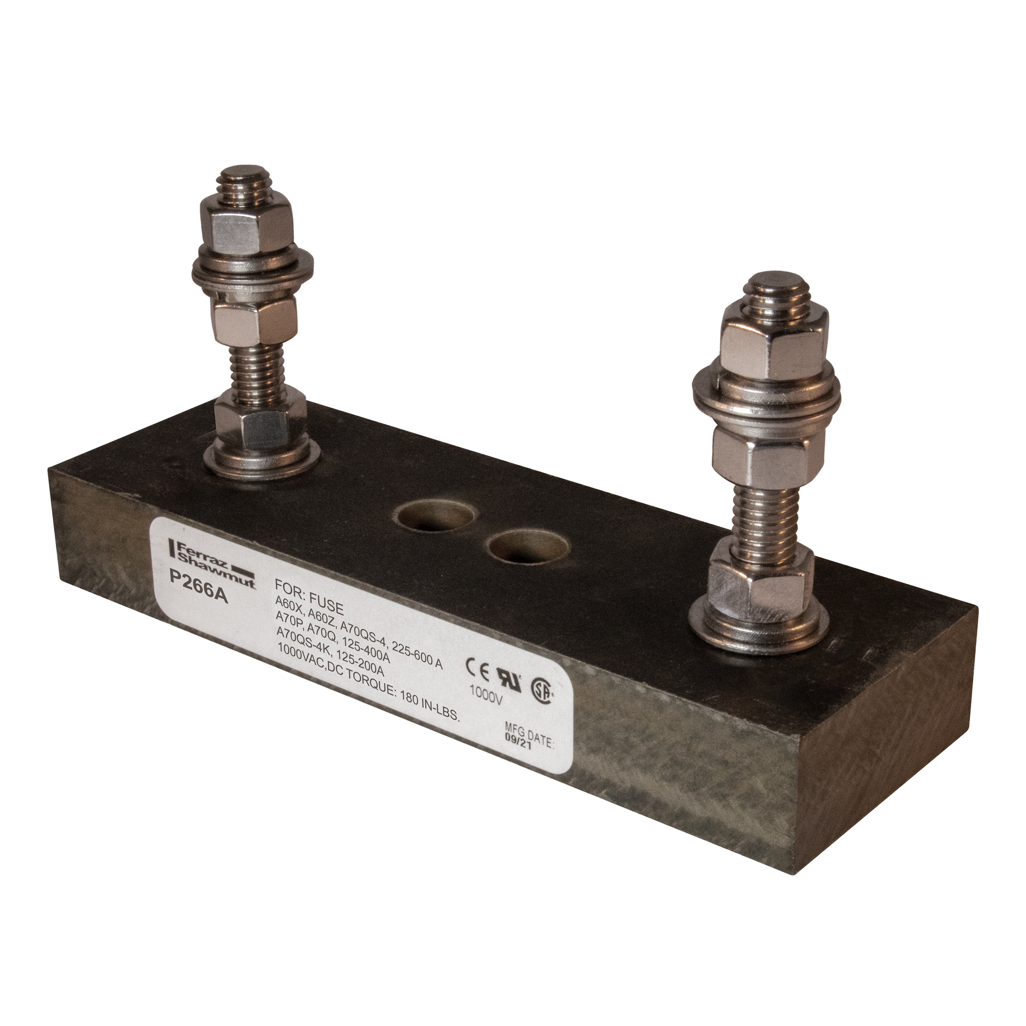 P266A Fuse Block, 1 kV AC, 400 A, 16 to 3/8 AWG Wire, 1 Pole