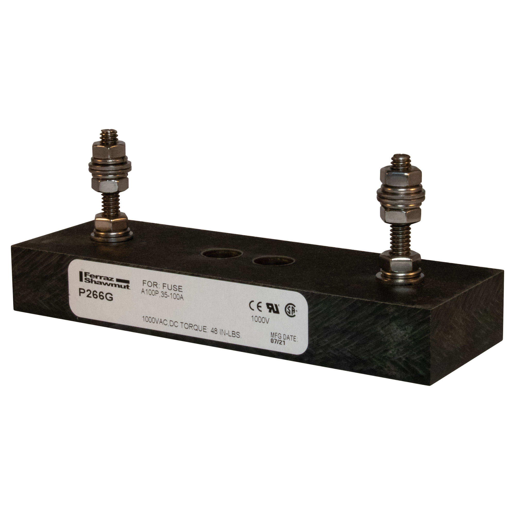 P266G Fuse Block, 1 kV AC, 100 A, 20 to 1/4 AWG Wire