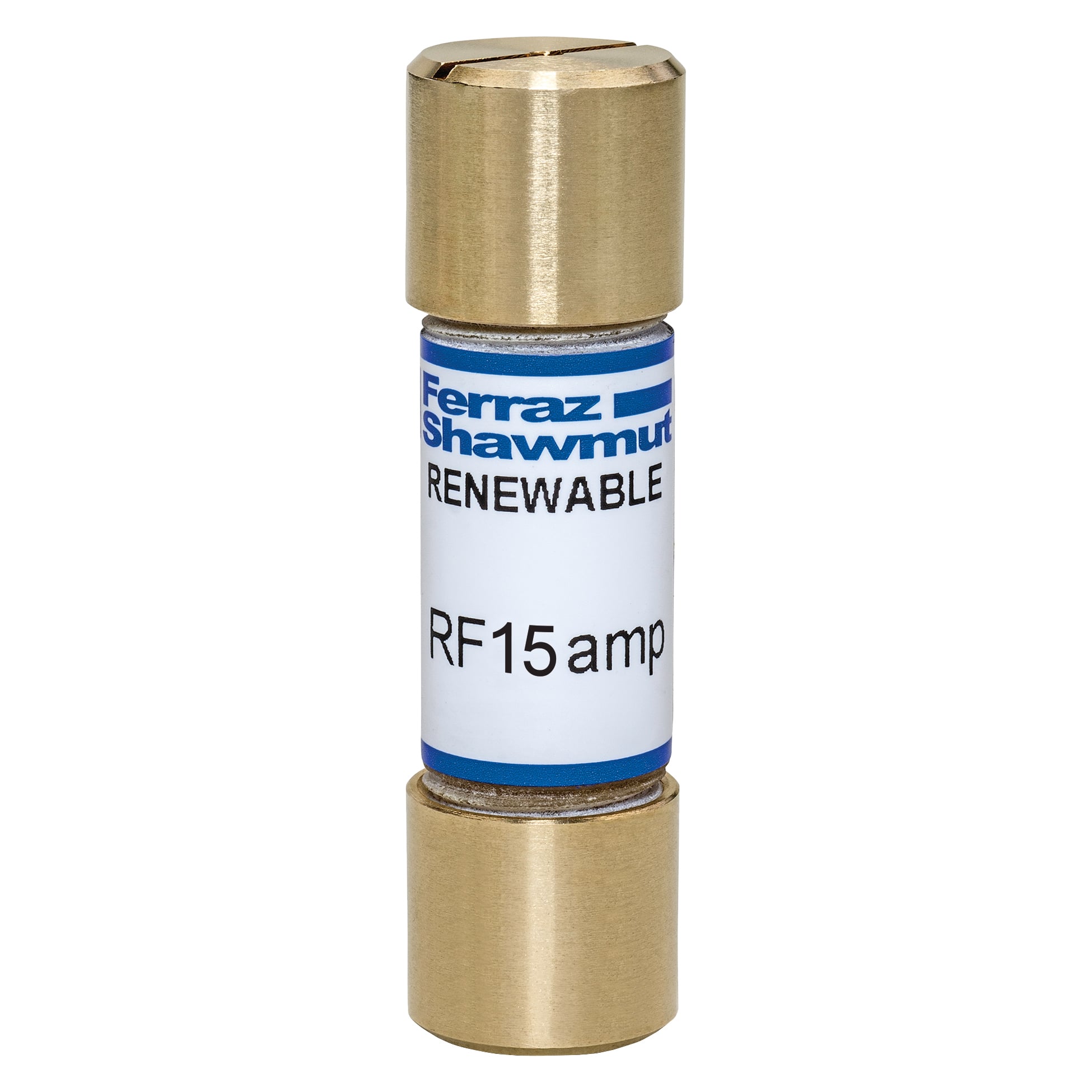RF15 RF Series Fast Acting Low Voltage North American Style Renewable Fuse, 15 A, 250 V AC, 10 kA Interrupt, H Class, Cylindrical Body