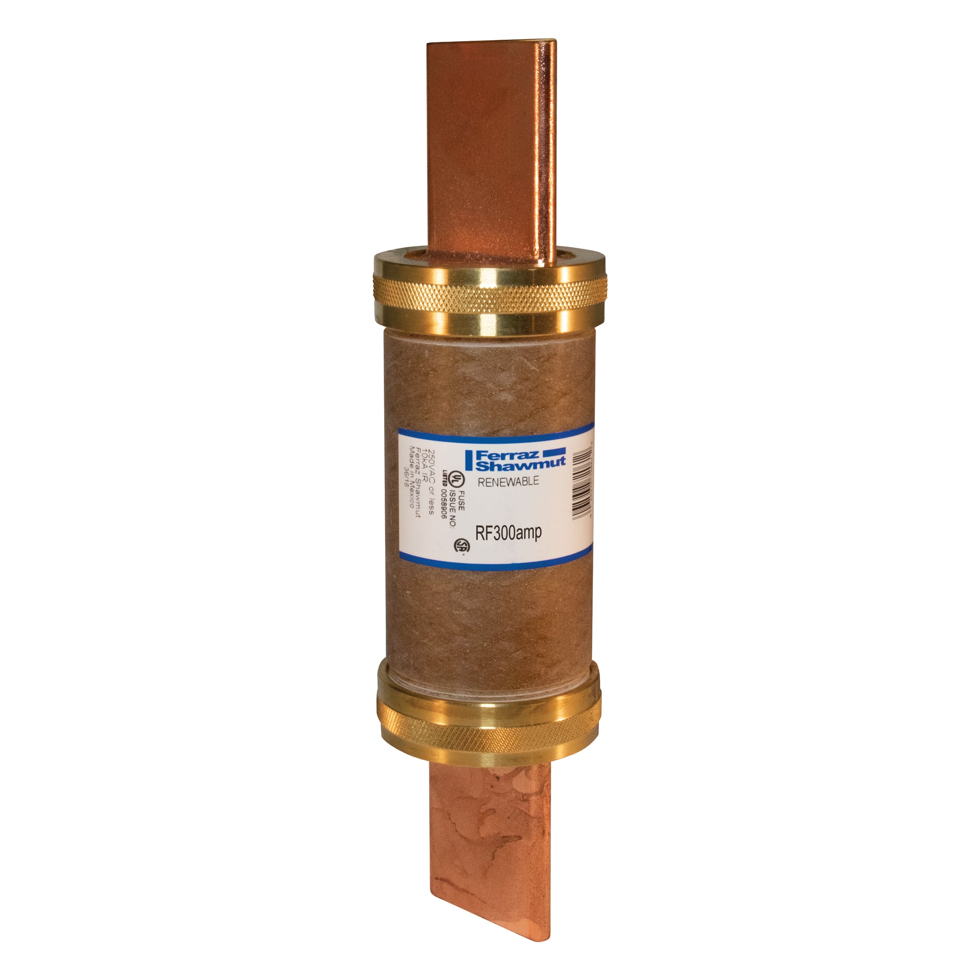 RF300 RF Series Fast Acting Low Voltage North American Style Renewable Fuse, 300 A, 250 V AC, 10 kA Interrupt, H Class, Cylindrical Body