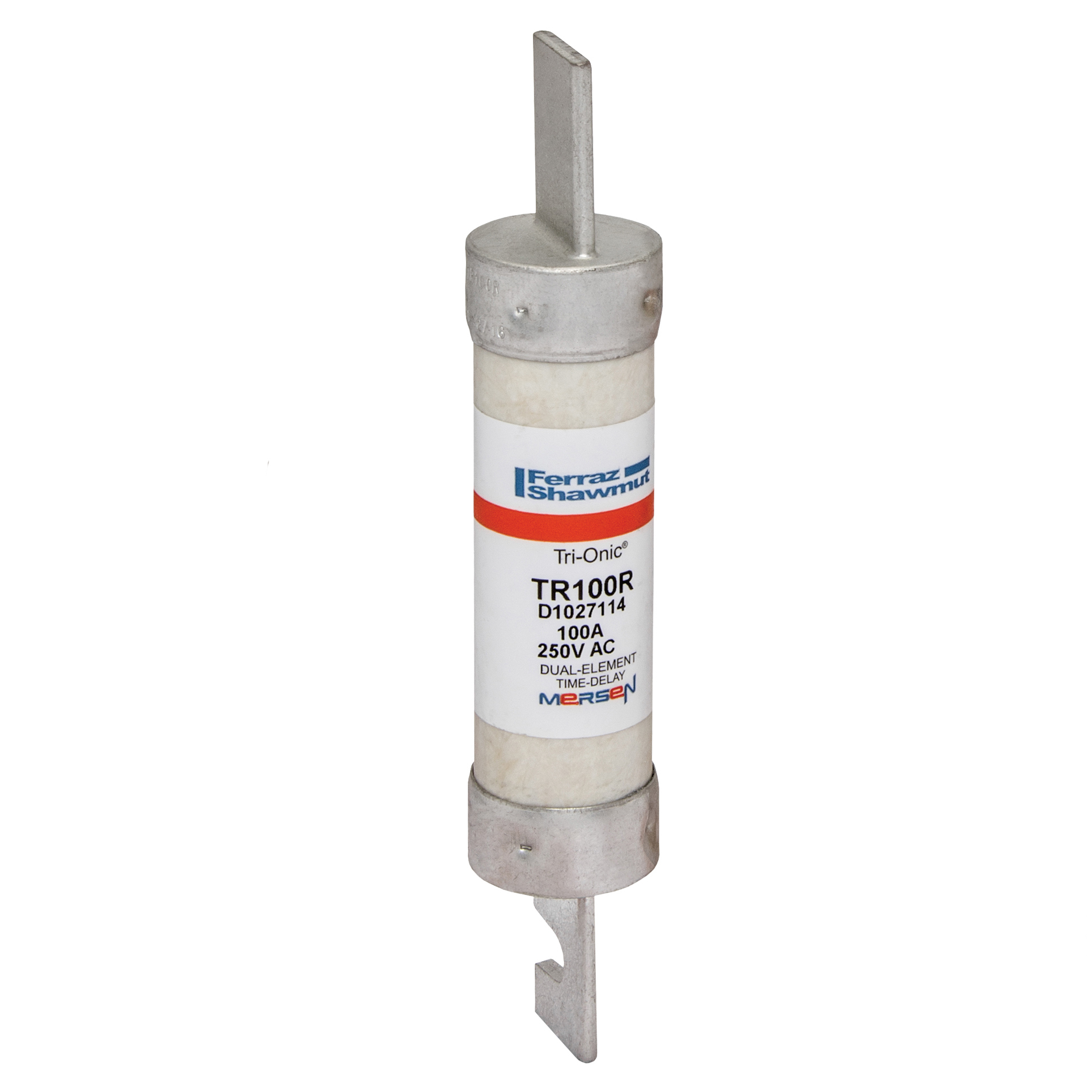 TR100R Tri-Onic Current Limiting Low Voltage Time Delay Fuse, 100 A, 250 V AC/DC, 200/20 kA Interrupt, RK5 Class, Cylindrical Body