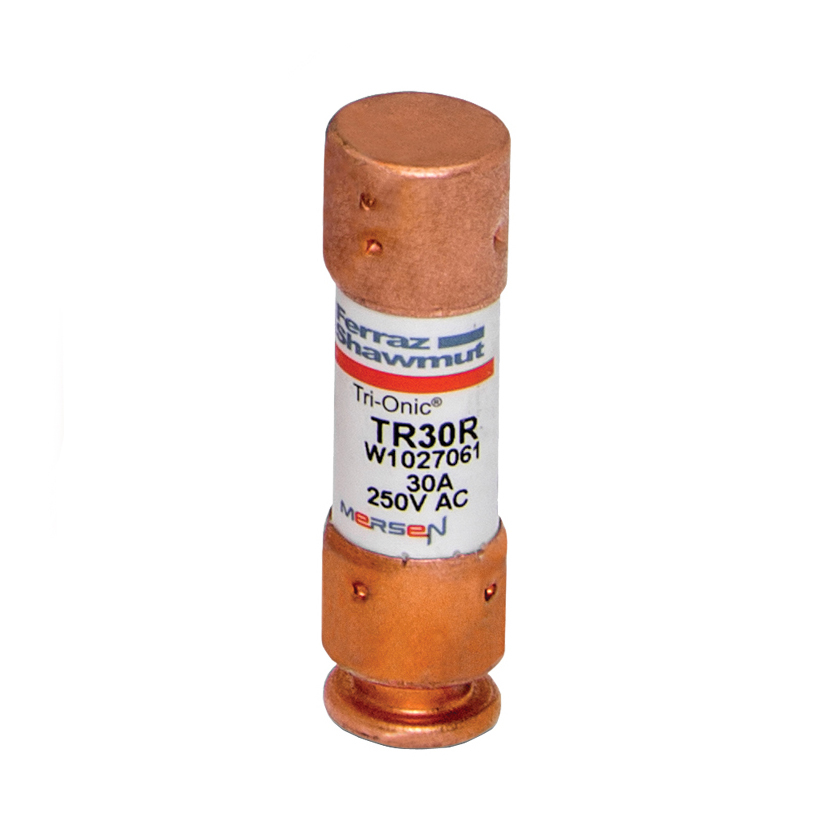 TR30R Tri-Onic Current Limiting Low Voltage Time Delay Fuse, 30 A, 250 V AC/160 V DC, 200/20 kA Interrupt, RK5 Class, Cylindrical Body