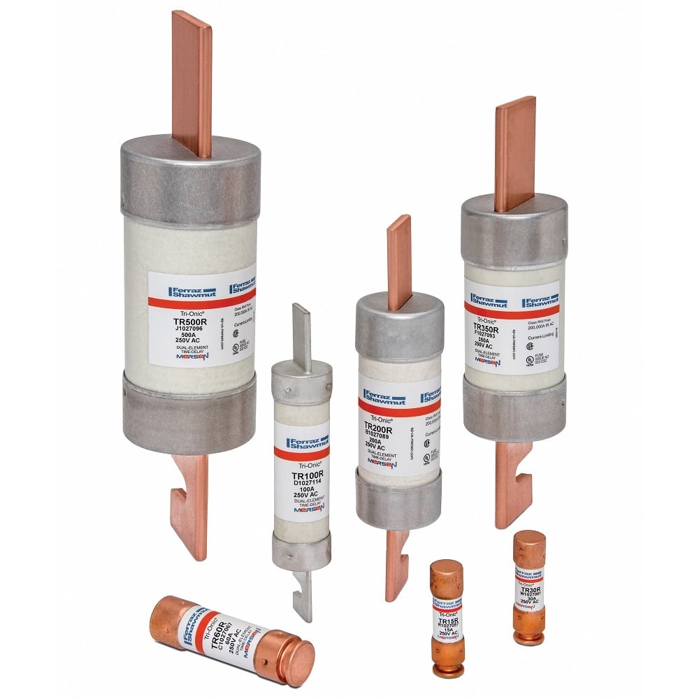 TR450R Tri-Onic Current Limiting Low Voltage North American Style Time Delay Fuse, 450 A, 250 V AC, 200 kA Interrupt, RK5 Class, Cylindrical Body
