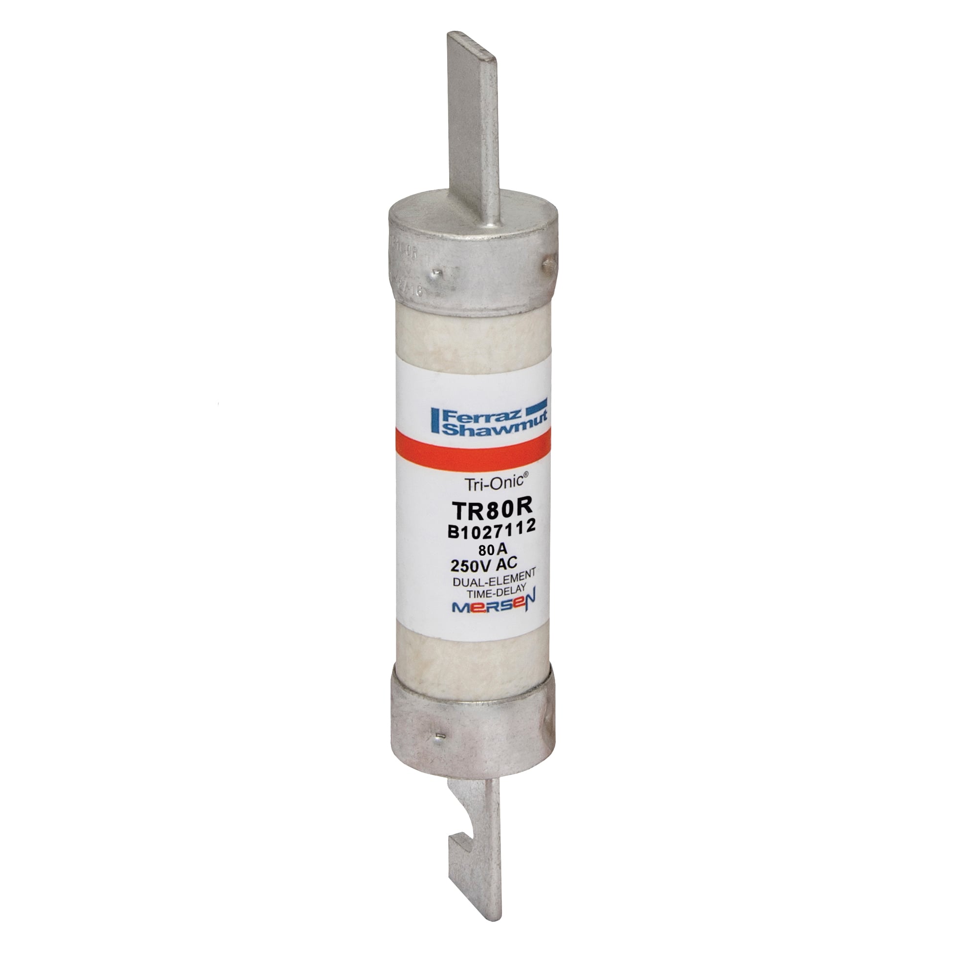 TR80R Tri-Onic Current Limiting Low Voltage Time Delay Fuse, 80 A, 250 V AC/DC, 200/20 kA Interrupt, RK5 Class, Cylindrical Body