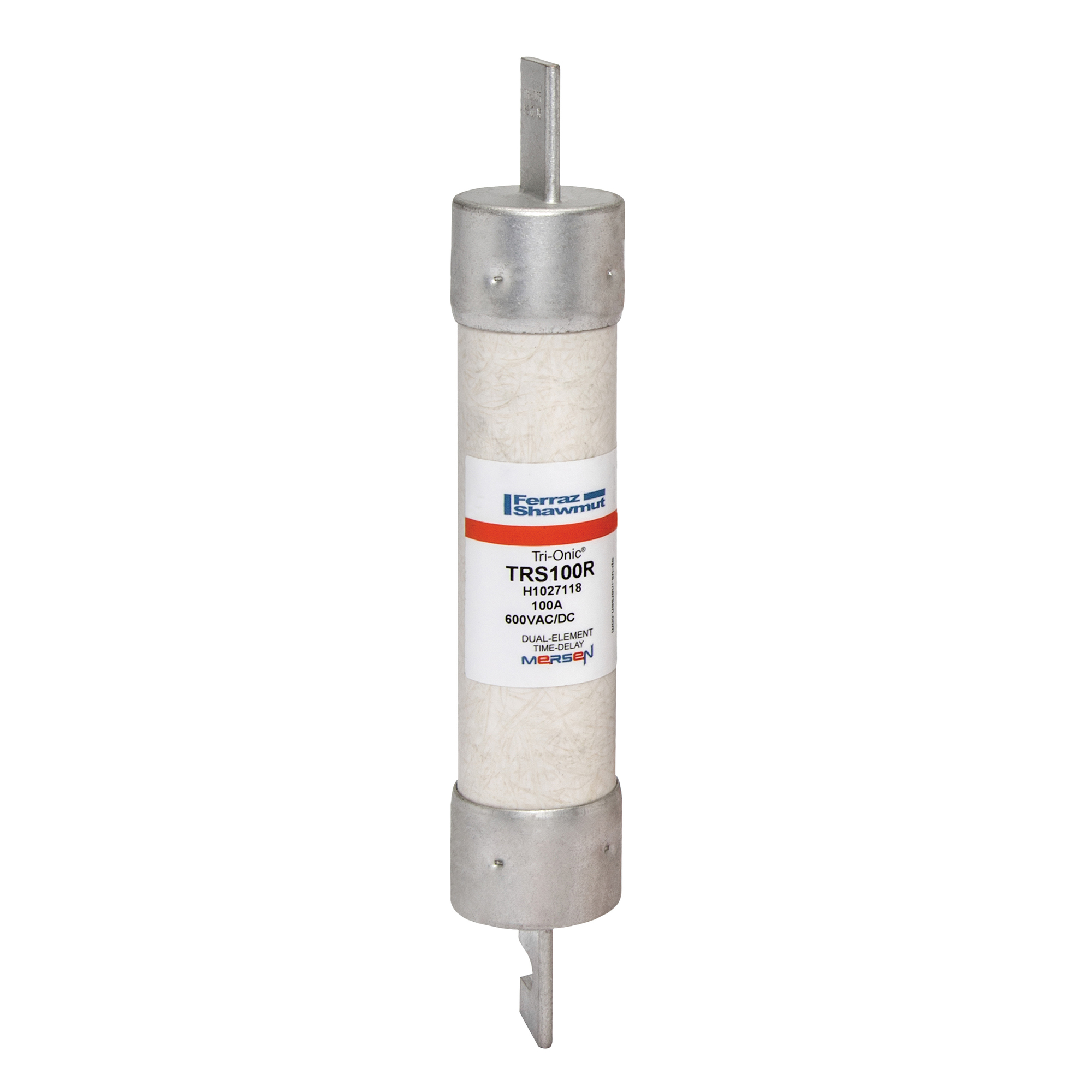 TRS100R Tri-Onic Current Limiting Low Voltage Time Delay Fuse, 100 A, 600 V AC/DC, 200/100 kA Interrupt, RK5 Class, Cylindrical Body