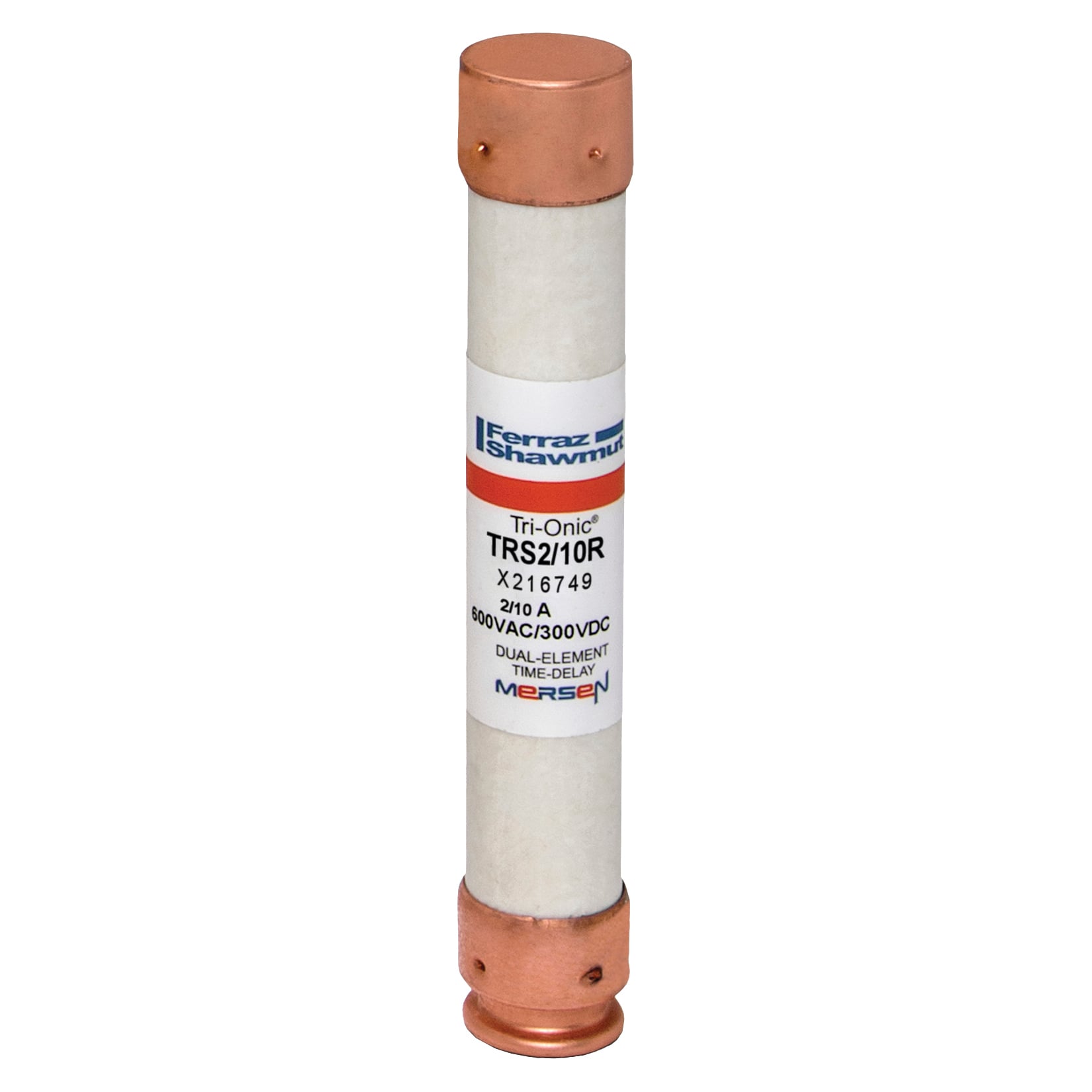 TRS2/10R Tri-Onic Current Limiting Low Voltage Time Delay Fuse, 0.2 A, 600 V AC/DC, 200/20 kA Interrupt, RK5 Class, Cylindrical Body