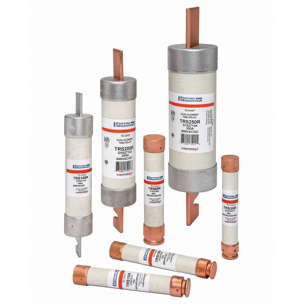 TRS200R Tri-Onic Current Limiting Low Voltage Time Delay Fuse, 200 A, 600 V AC/DC, 200/100 kA Interrupt, RK5 Class, Cylindrical Body