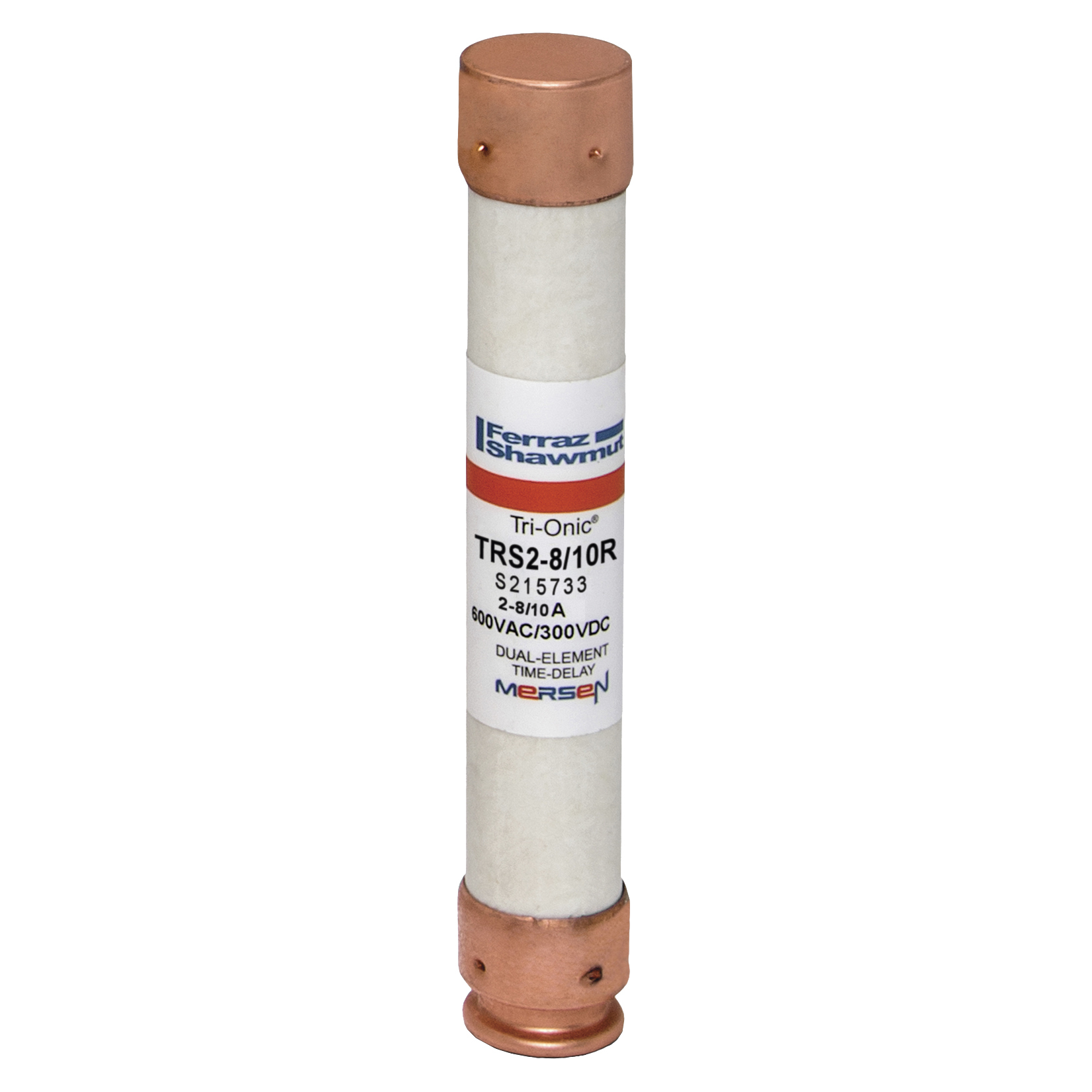 TRS2-8/10R Tri-Onic Current Limiting Low Voltage Time Delay Fuse, 2.8 A, 600 V AC/DC, 200/20 kA Interrupt, RK5 Class, Cylindrical Body