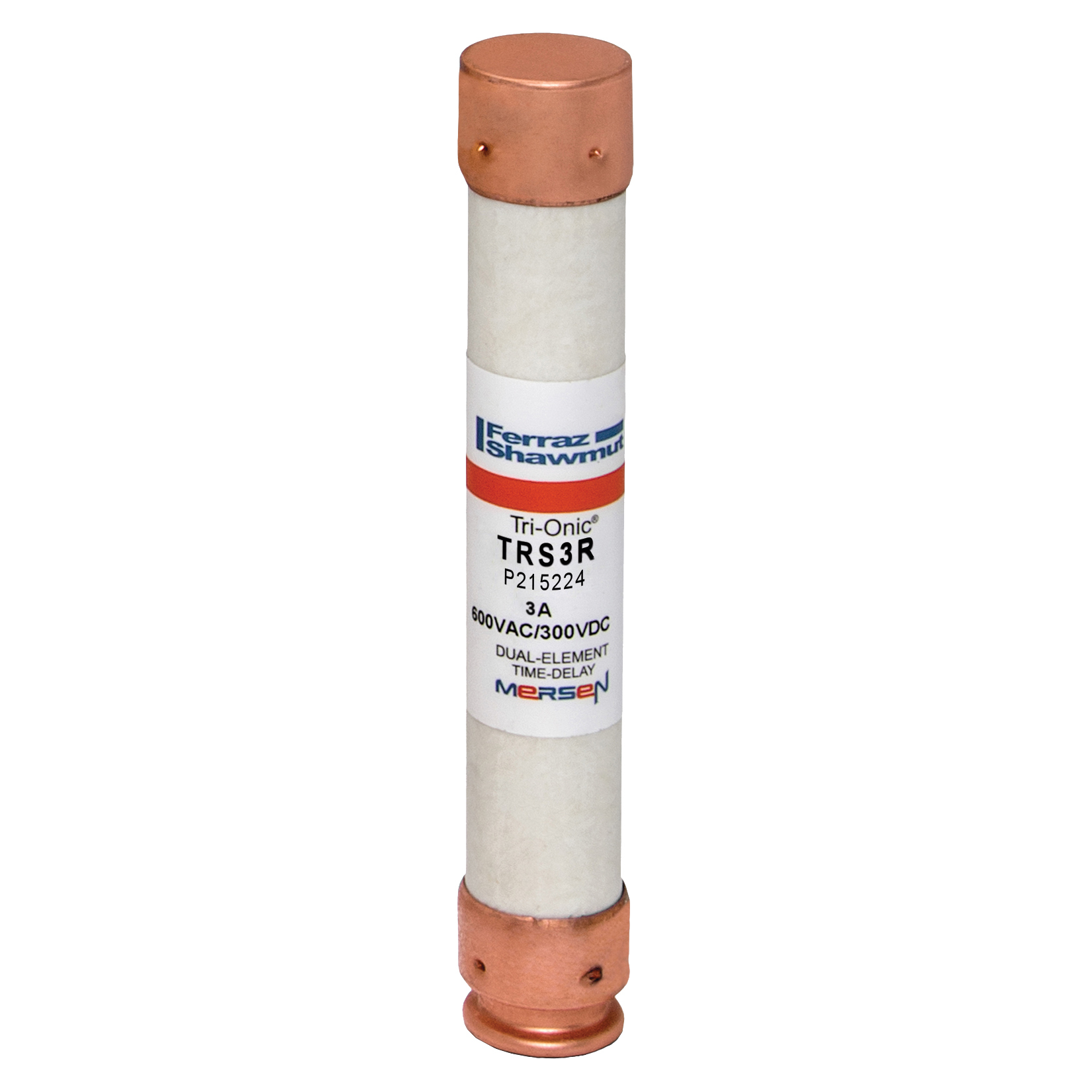 TRS3R Tri-Onic Current Limiting Low Voltage Time Delay Fuse, 3 A, 600 V AC/DC, 200/20 kA Interrupt, RK5 Class, Cylindrical Body