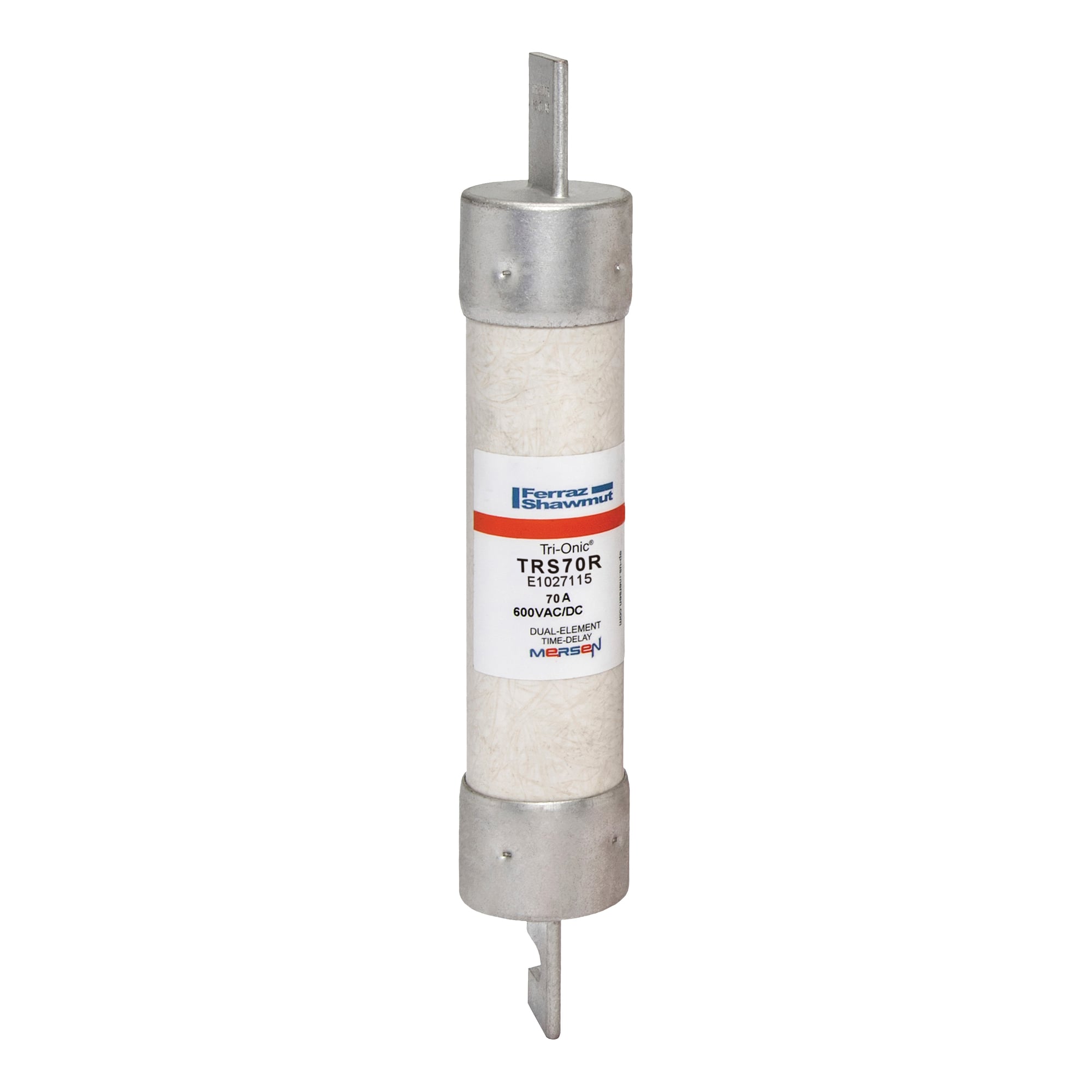 TRS70R Tri-Onic Current Limiting Low Voltage Time Delay Fuse, 70 A, 600 V AC/DC, 200/20 kA Interrupt, RK5 Class, Cylindrical Body
