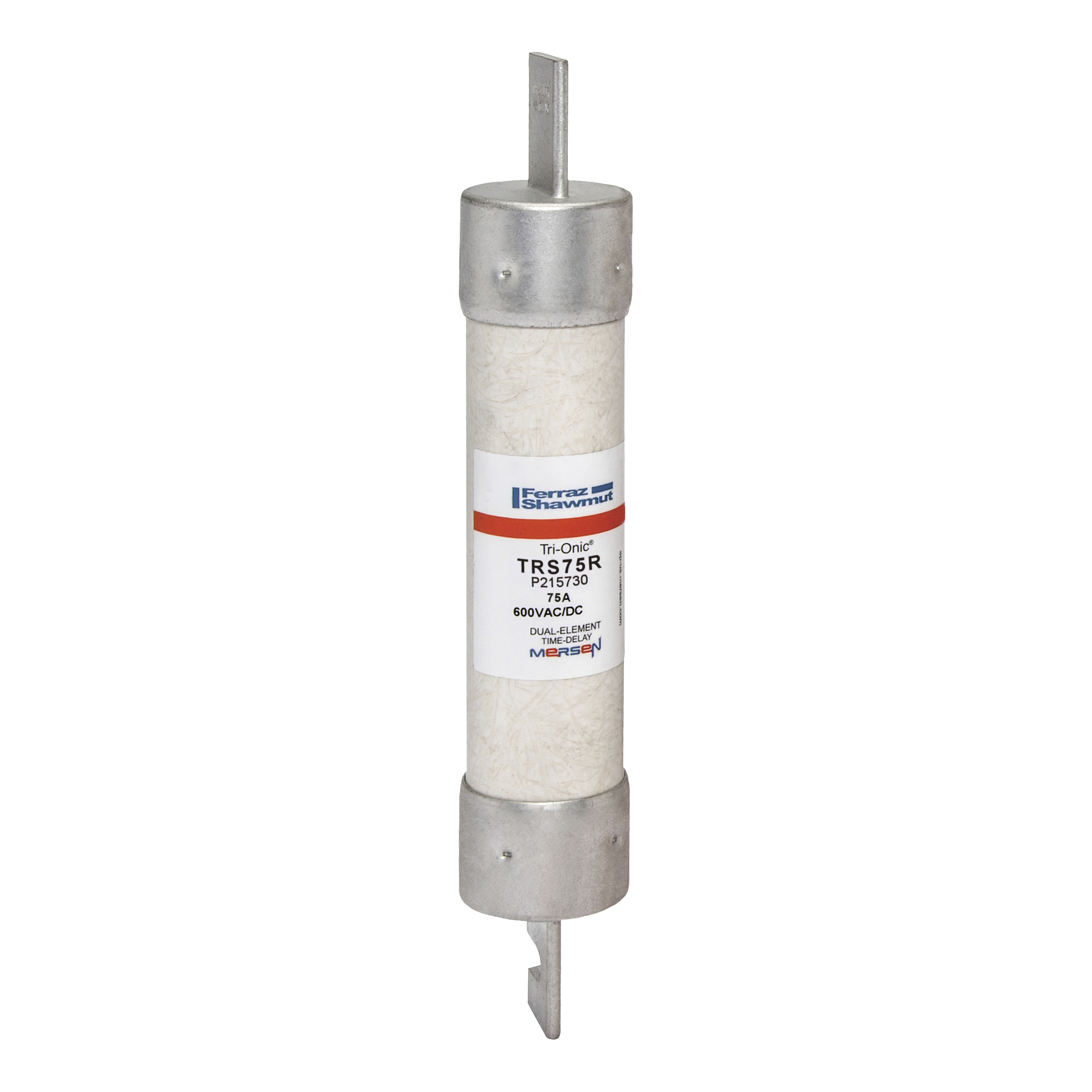 TRS75R Tri-Onic Current Limiting Low Voltage Time Delay Fuse, 75 A, 600 V AC/DC, 200/20 kA Interrupt, RK5 Class, Cylindrical Body